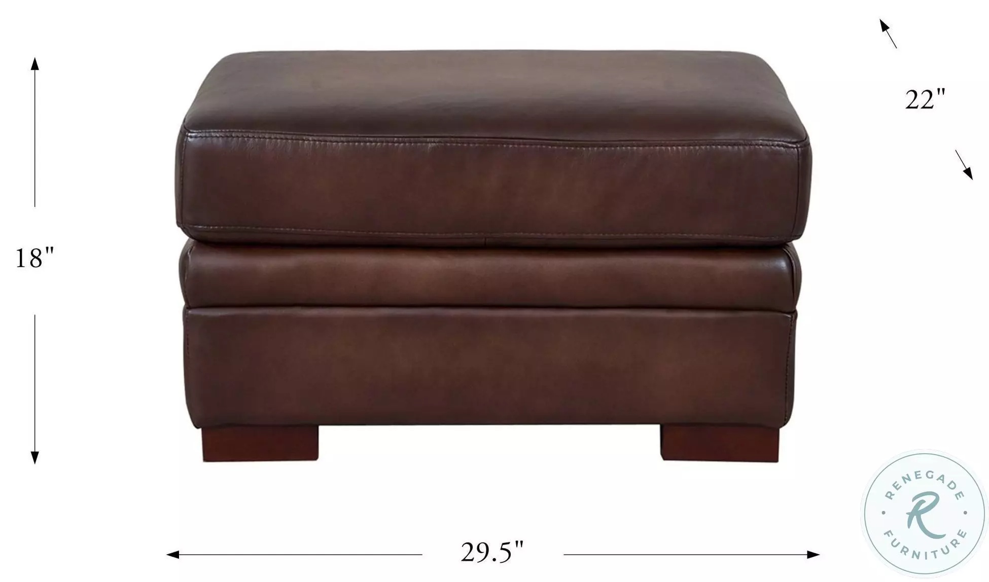 Danforth Caramel Leather Upholstered Rectangular Ottoman