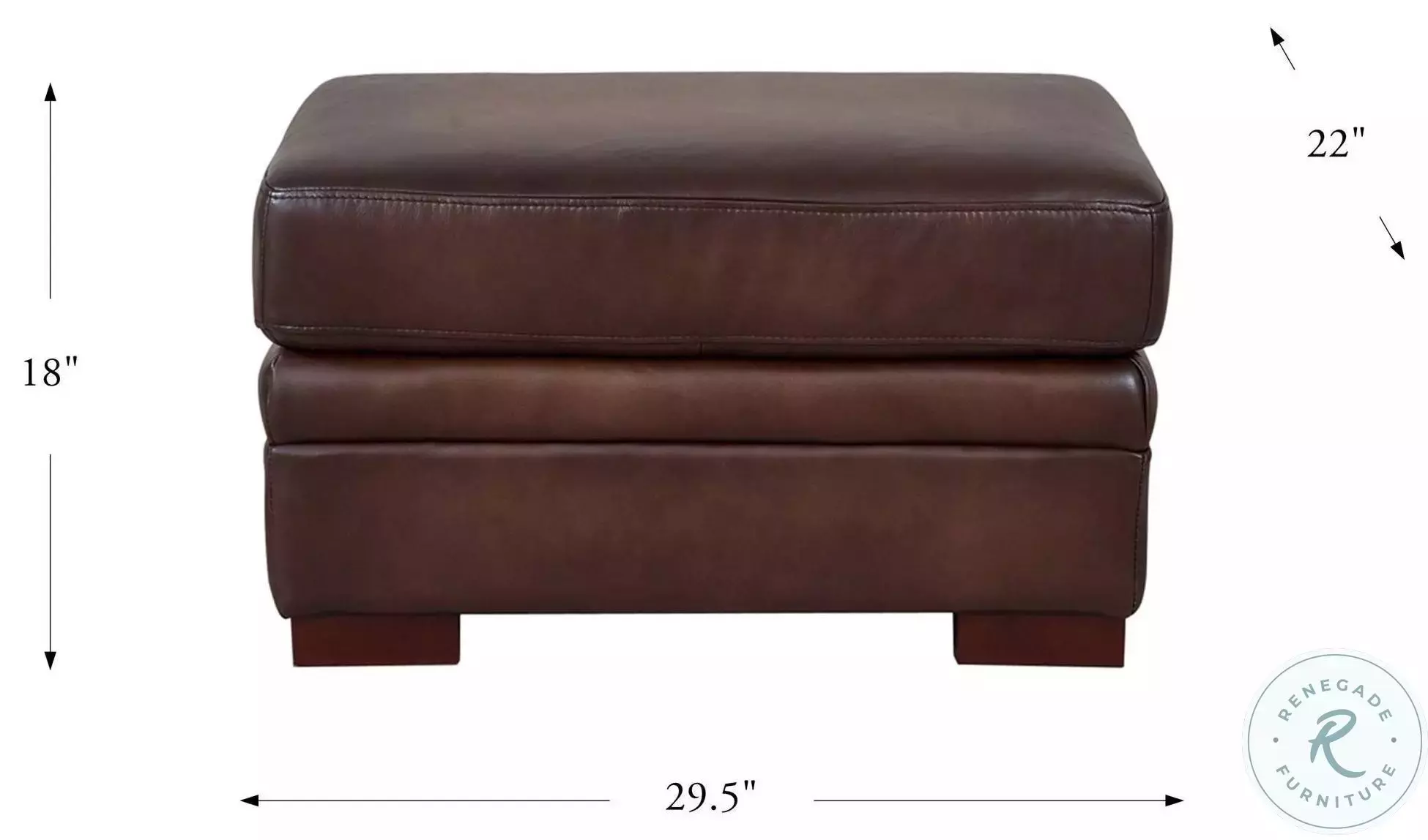 Danforth Caramel Leather Upholstered Rectangular Ottoman