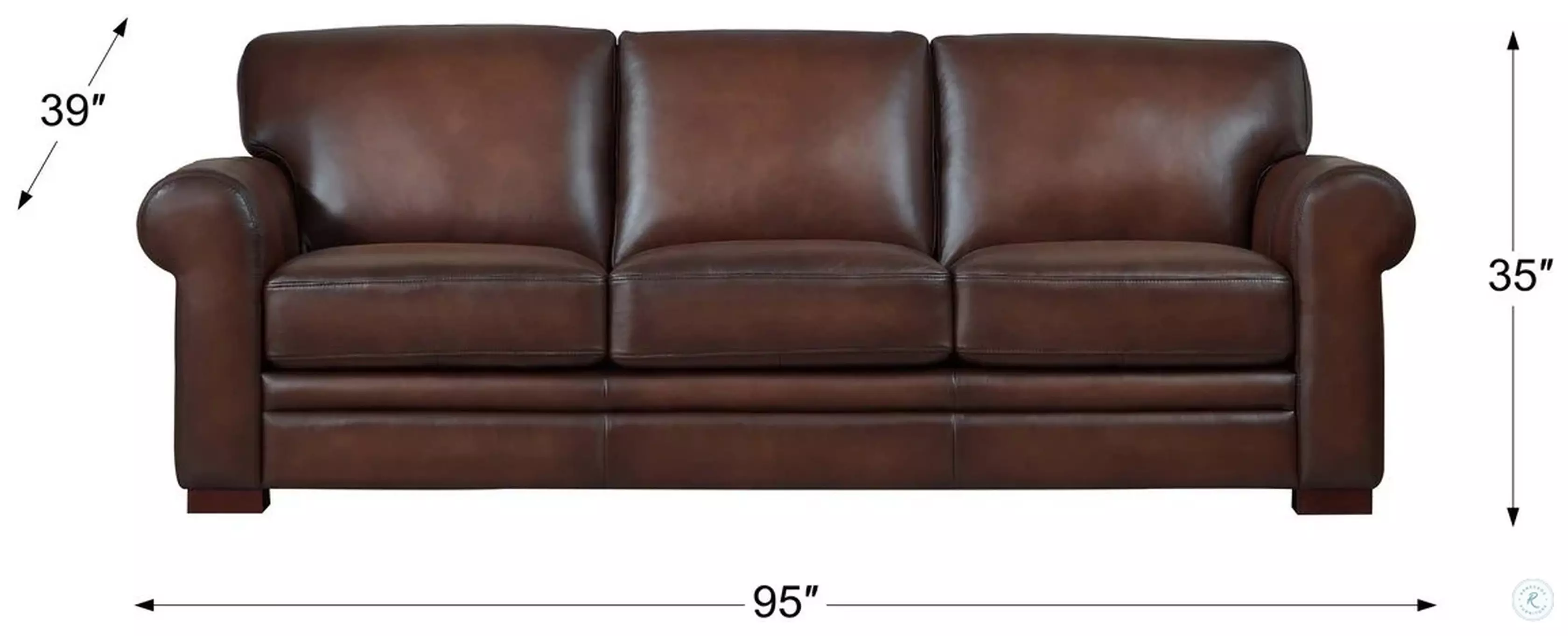 Danforth Caramel Leather 95" Sofa