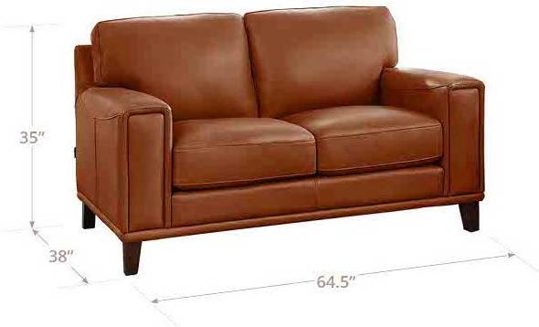Halwyn Nutmeg Leather 65" Loveseat