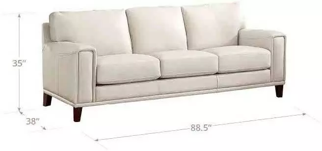 Halwyn Vanilla Leather 89" Sofa