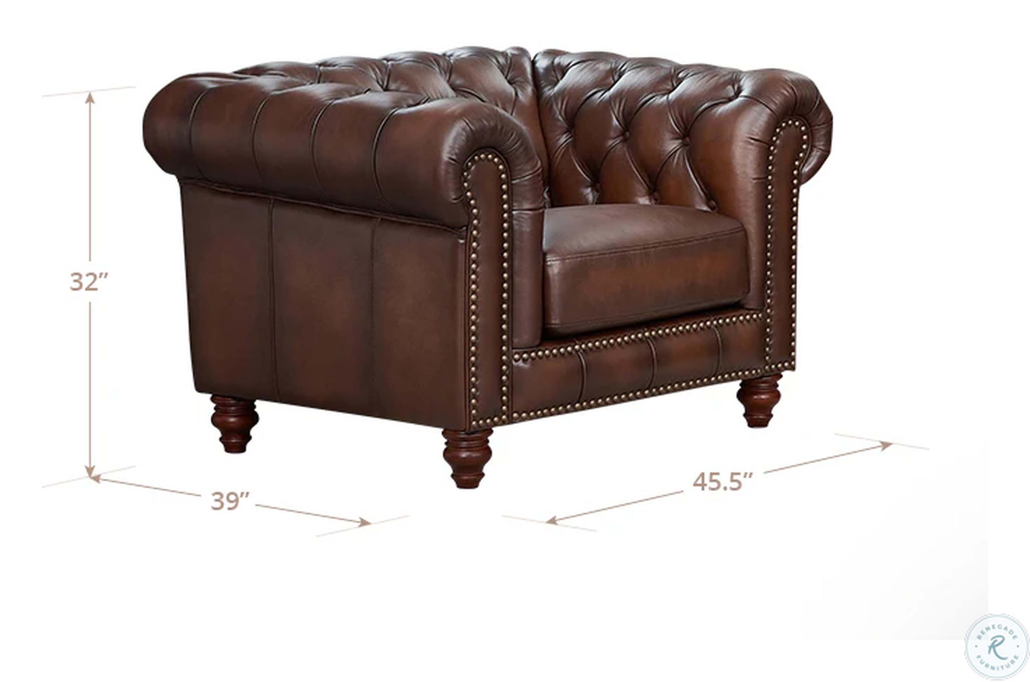 Waverly Caramel Leather Upholstered Accent Chair with Nailhead Trim