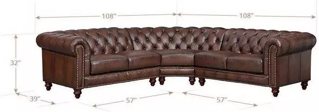 Waverly Caramel Leather 3 Piece Modular Sectional with Nailhead trim