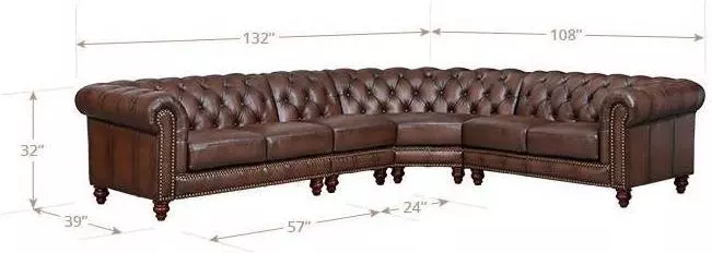 Waverly Caramel Leather 4 Piece Modular Sectional with Nailhead trim
