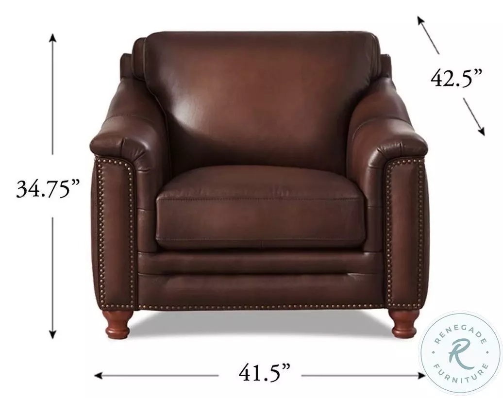 Bexley Caramel Leather Upholstered Accent Chair with Nailhead Trim