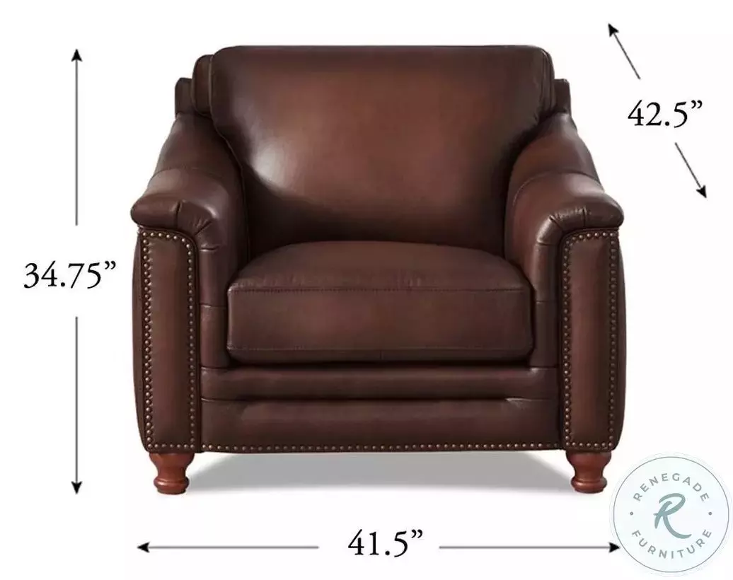 Bexley Caramel Leather Upholstered Accent Chair with Nailhead Trim