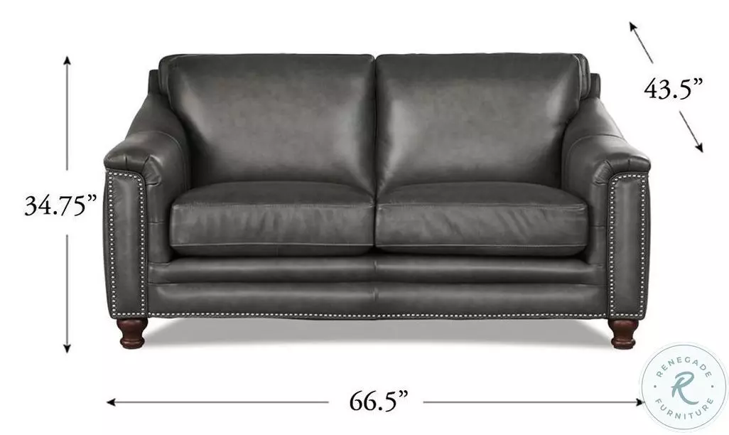 Bexley Ash Top Grain Leather Loveseat