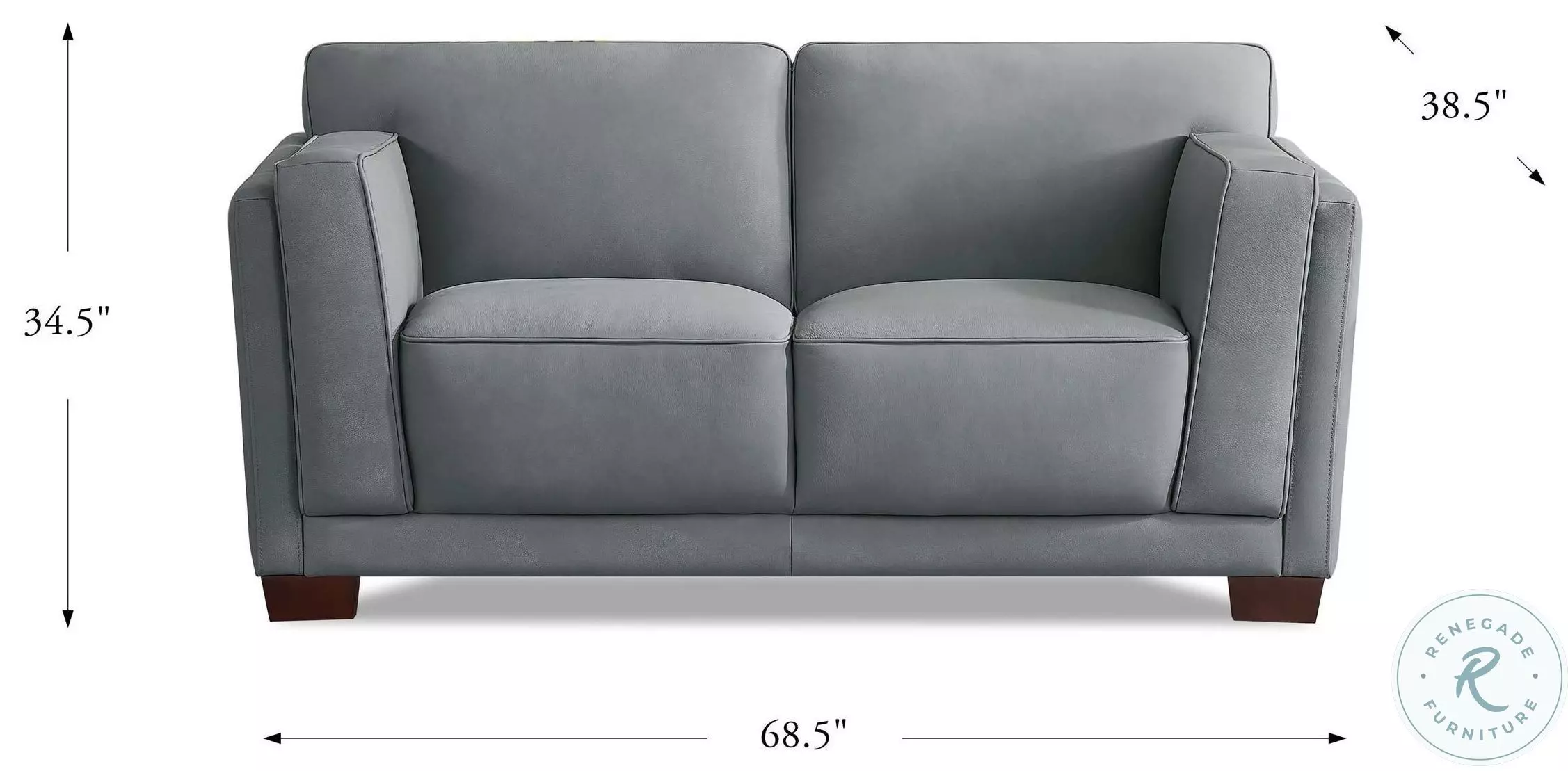 Preston Slate Gray Top Grain Leather Loveseat
