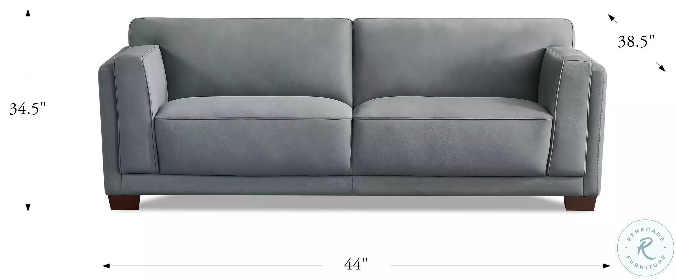 Preston Slate Gray Top Grain Leather Sofa