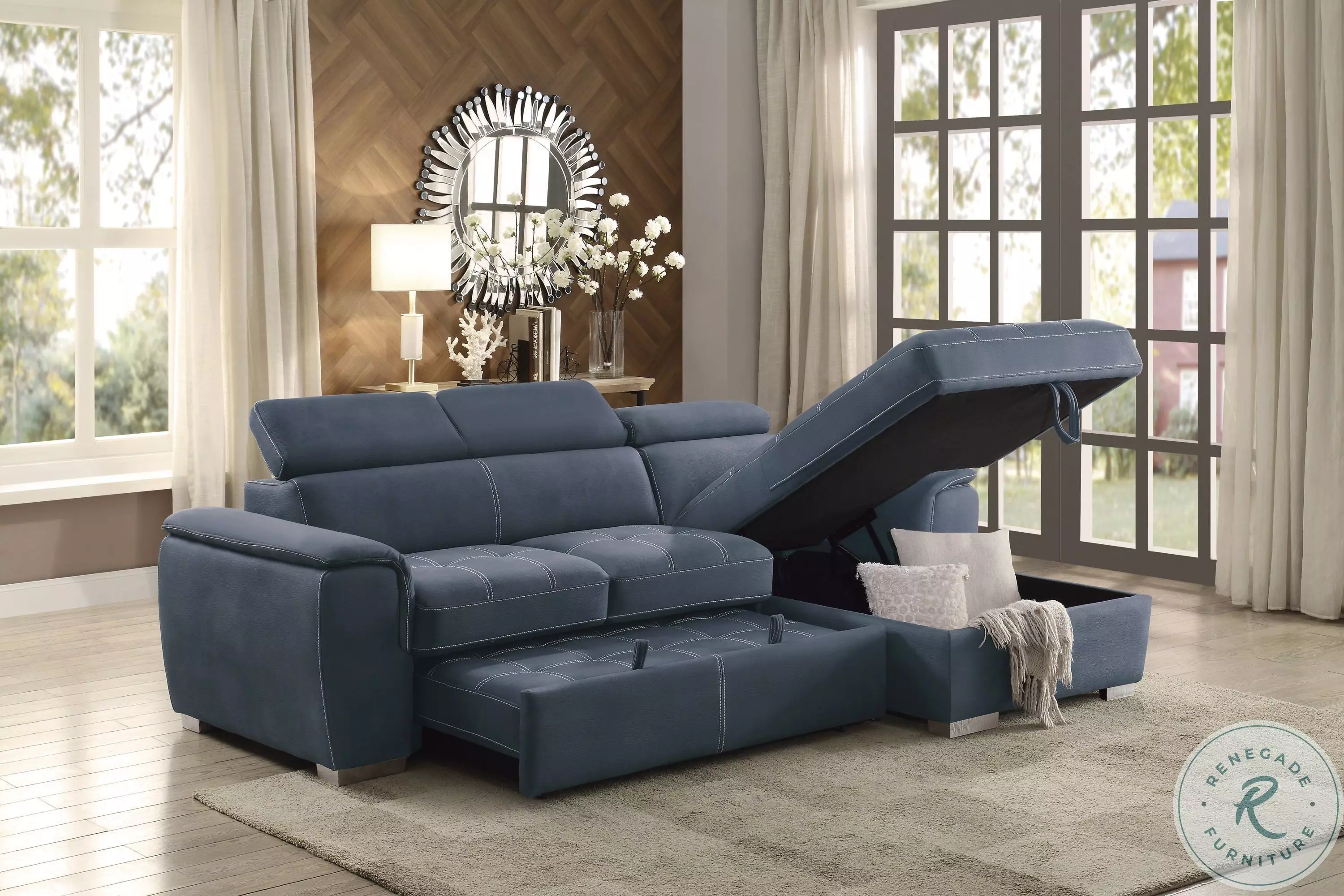 Ferriday Blue RAF Sectional From Homelegance | Coleman Furniture