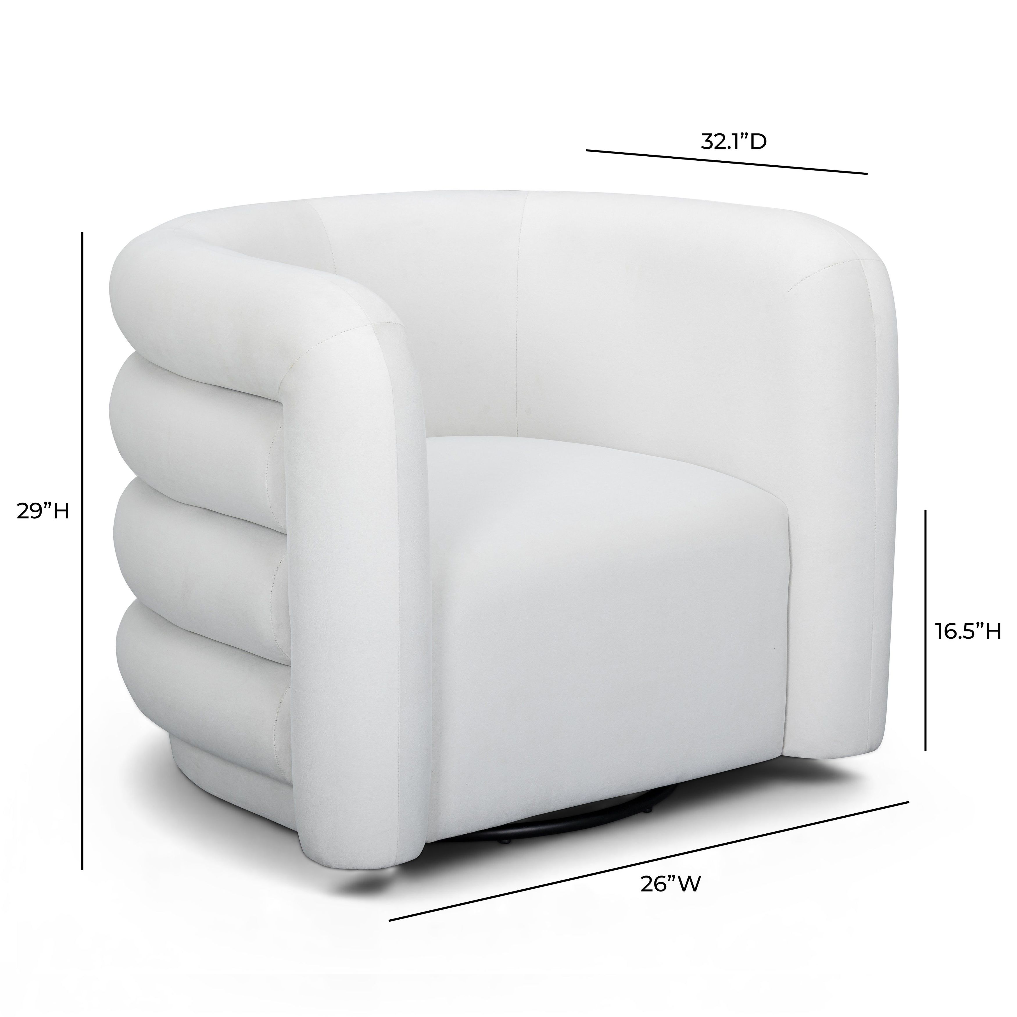 Curves Cream Performance Fabric Upholstered Swivel Accent Chair
