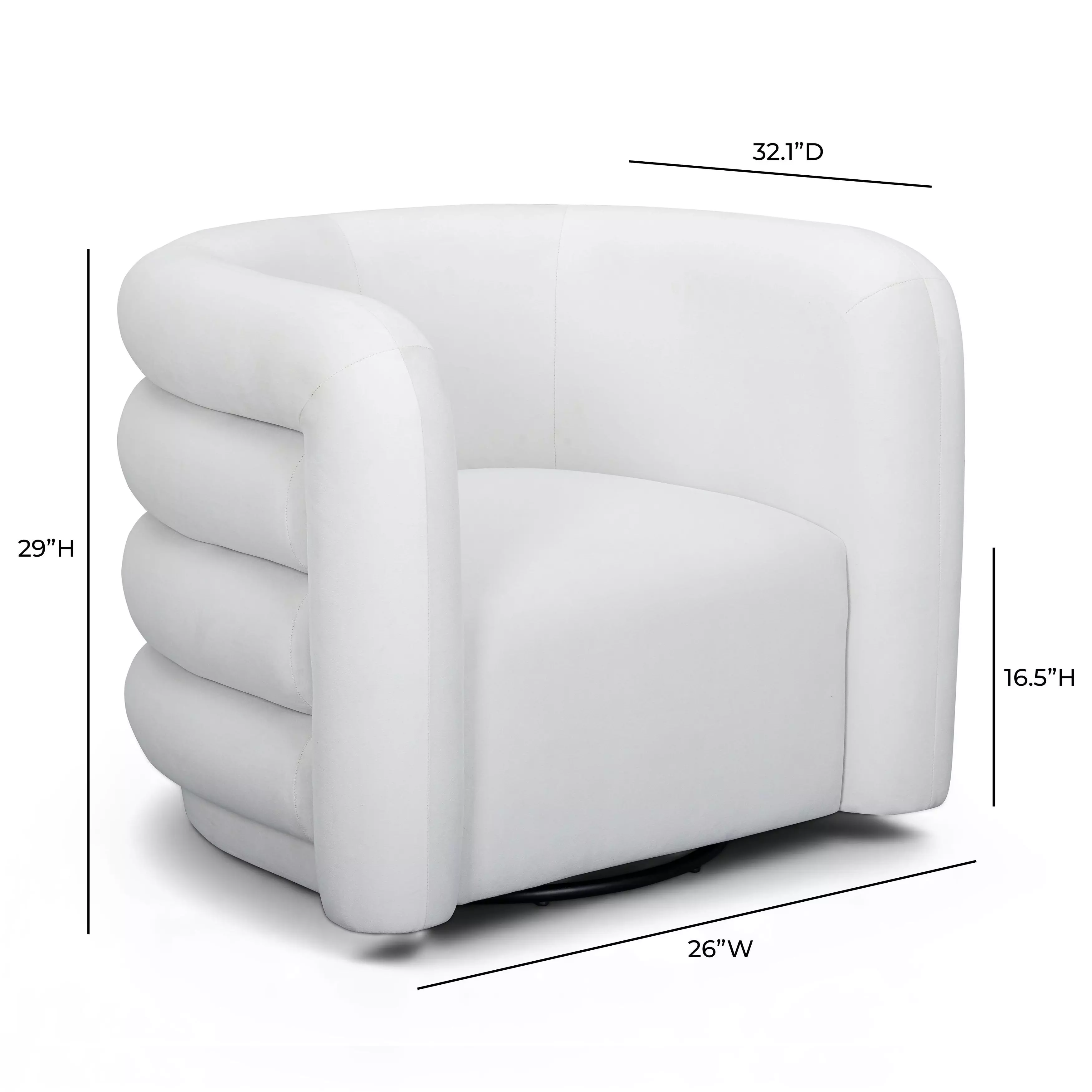 Curves Cream Performance Fabric Upholstered Swivel Accent Chair
