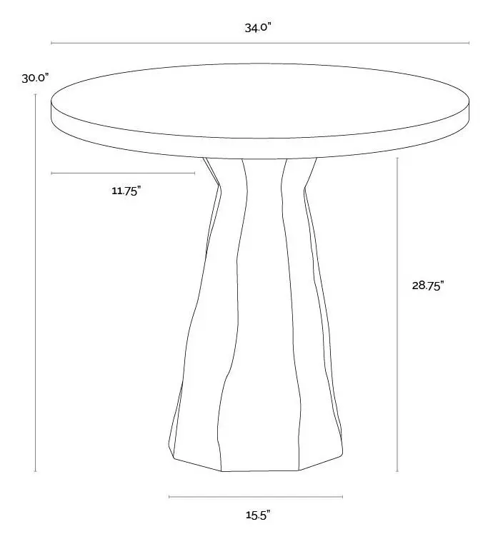 Kliff Natural 34" Round Concrete Top Outdoor Bistro Table