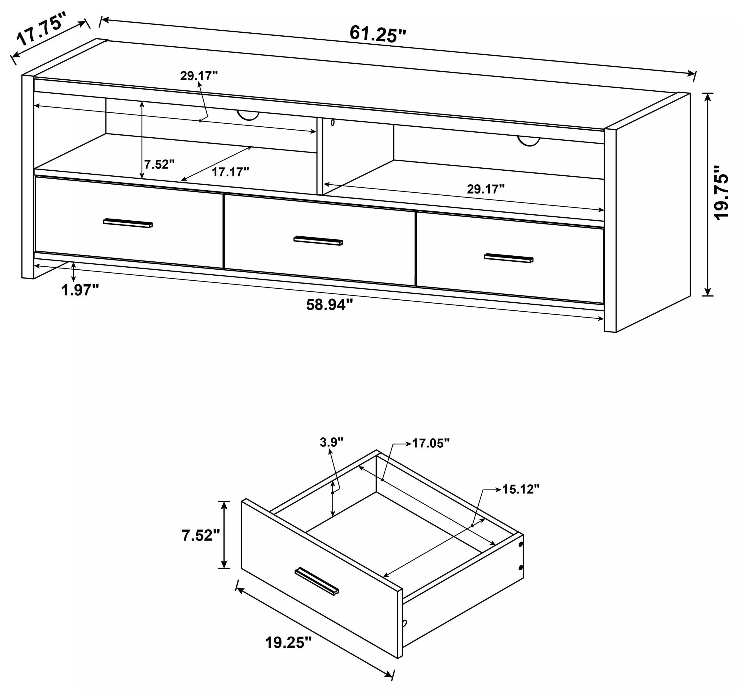 Alton Black Oak 62" TV Console 