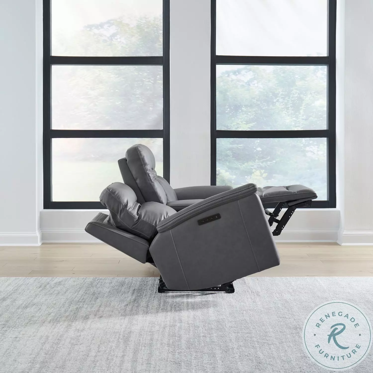 Cooper Bleu Gray Leather Triple Zero Gravity Power Reclining