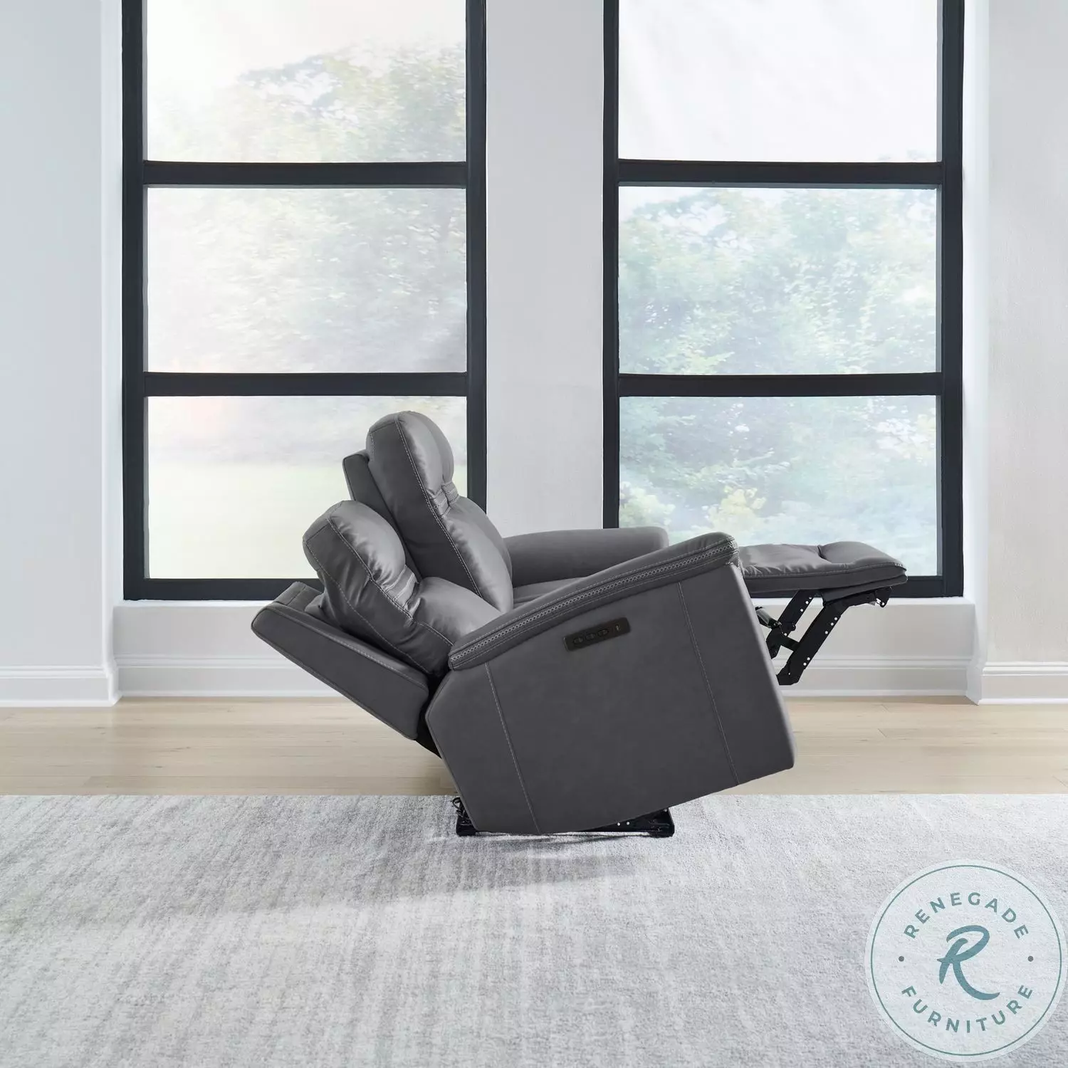 Cooper Bleu Gray Leather Triple Zero Gravity Power Reclining Sofa