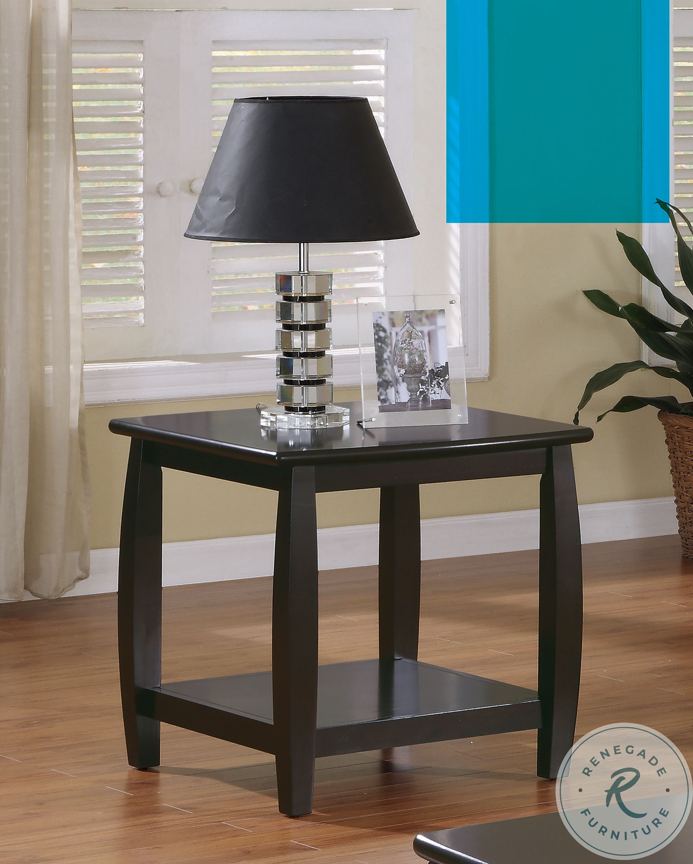 701077 Espresso End Table With Bottom Shelf from Coaster (701077