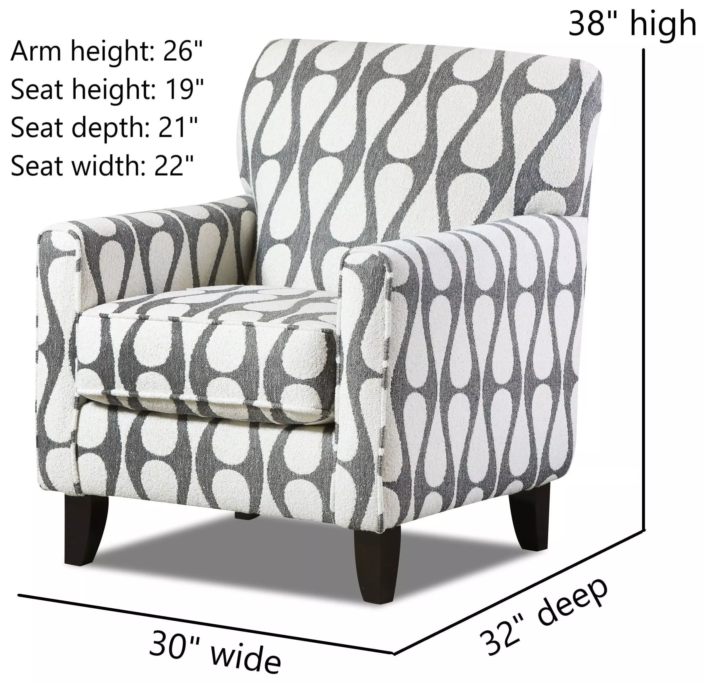 Countour Natural Gray and White Performance Fabric Upholstered Accent Chair