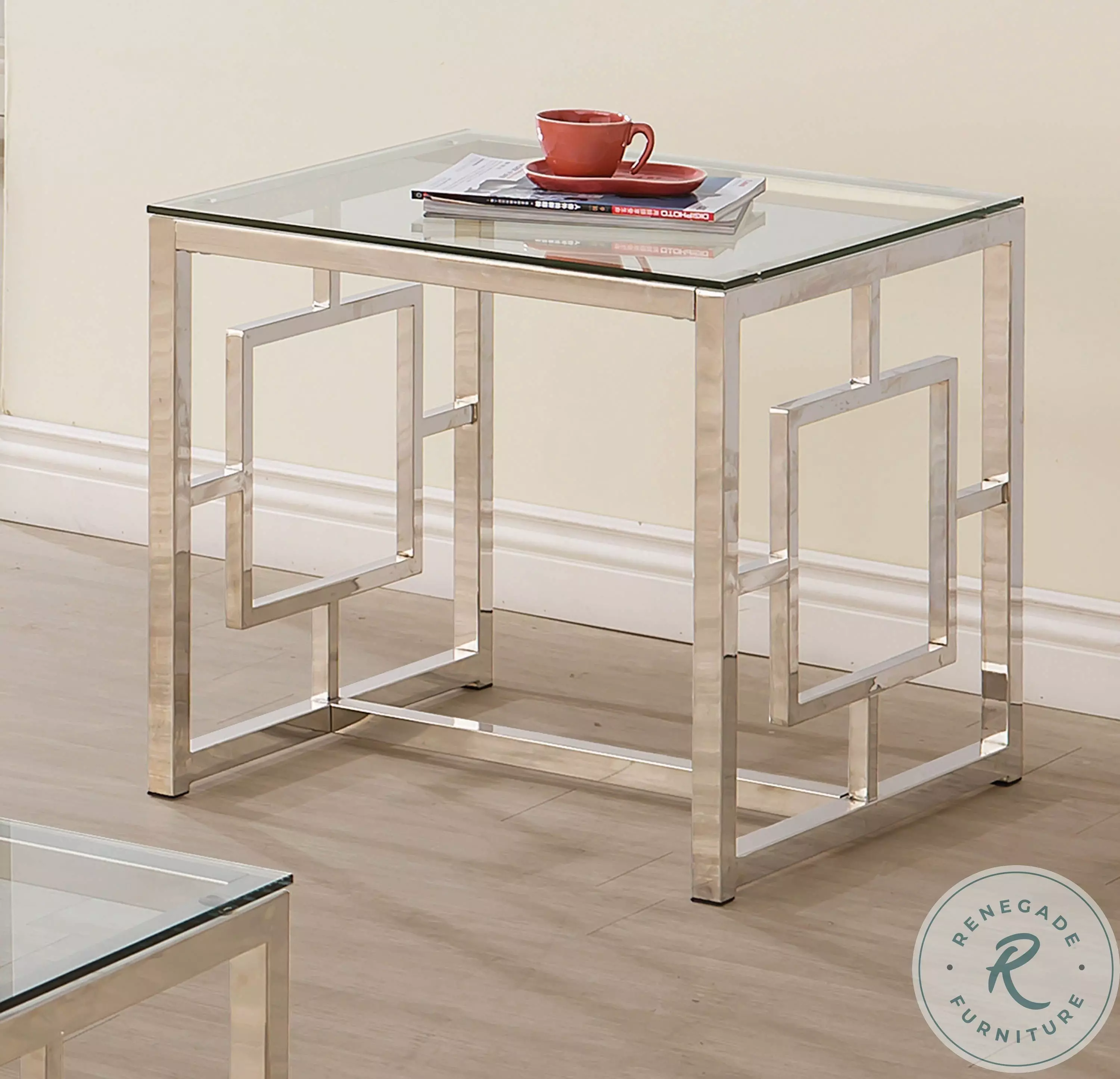 Merced Glass Top And Nickel Occasional Table Set From Home Gallery