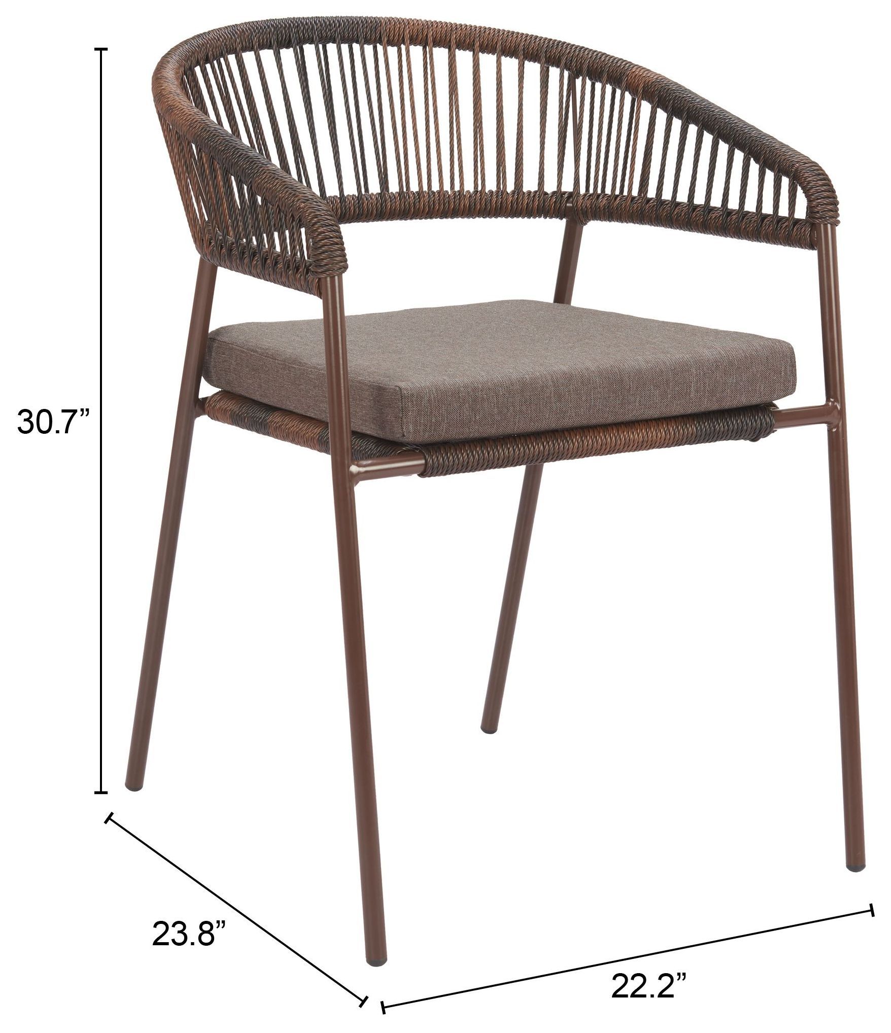 Skye Brown Upholstered Outdoor Dining Chair Set of 2