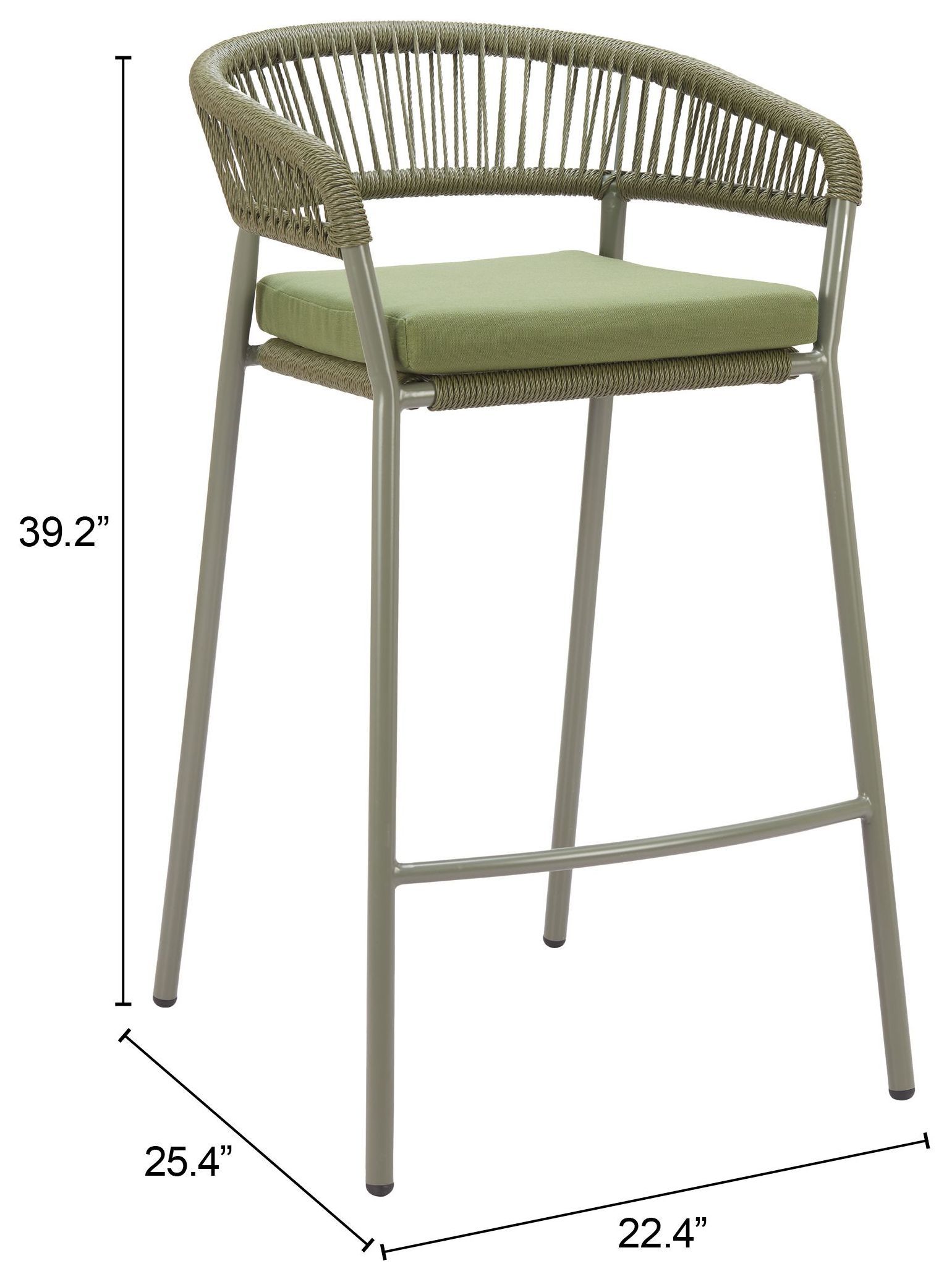 Skye Green Upholstered Outdoor Bar Stool Set of 2