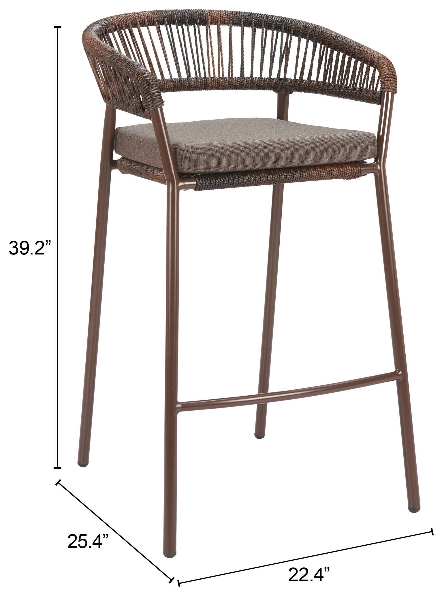 Skye Brown Upholstered Outdoor Bar Stool Set of 2