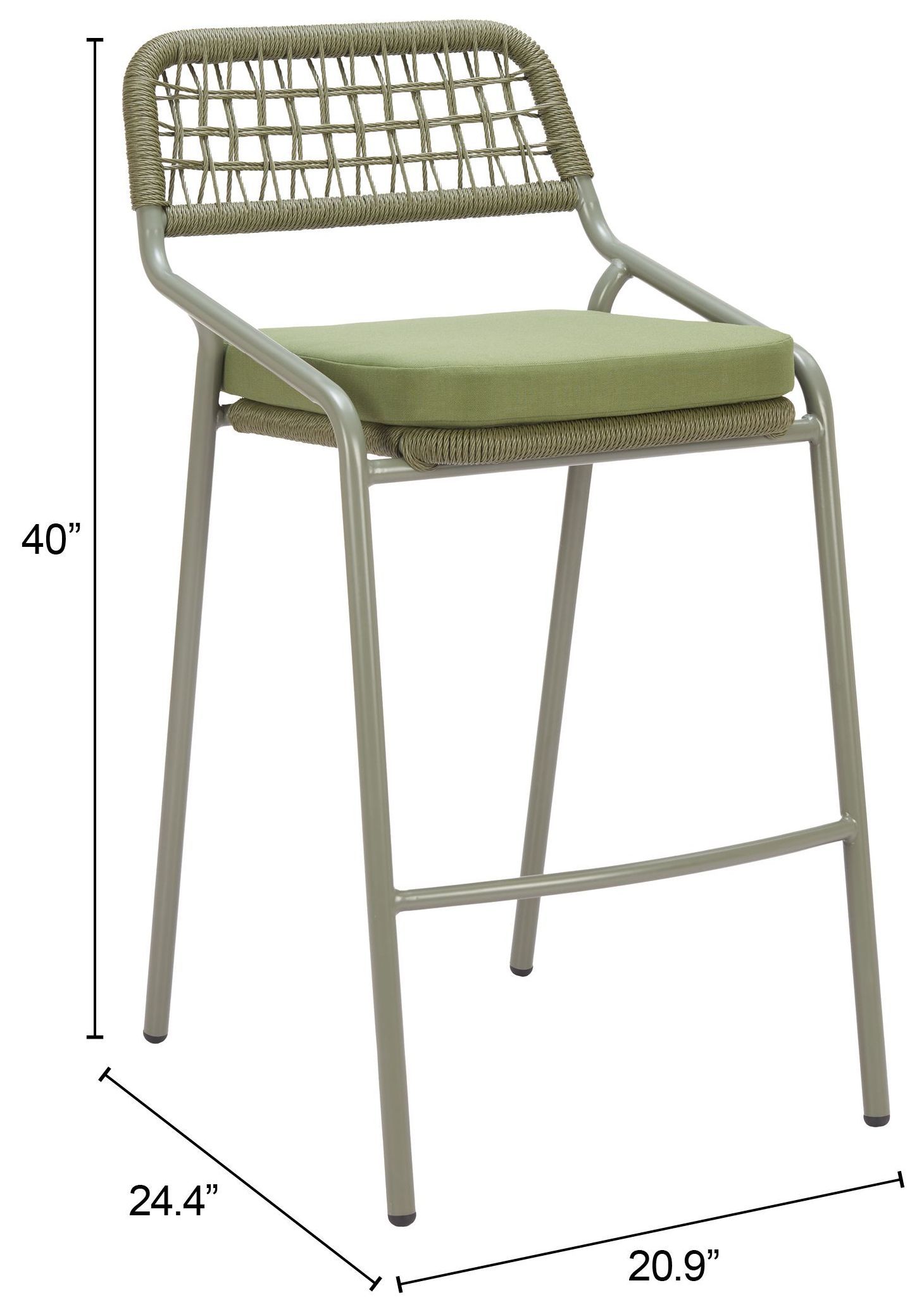 Rio Green Upholstered Outdoor Bar Stool Set of 2