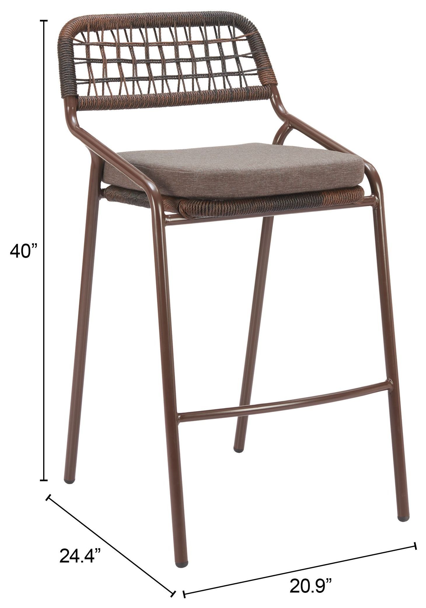 Rio Brown Upholstered Outdoor Bar Stool Set of 2