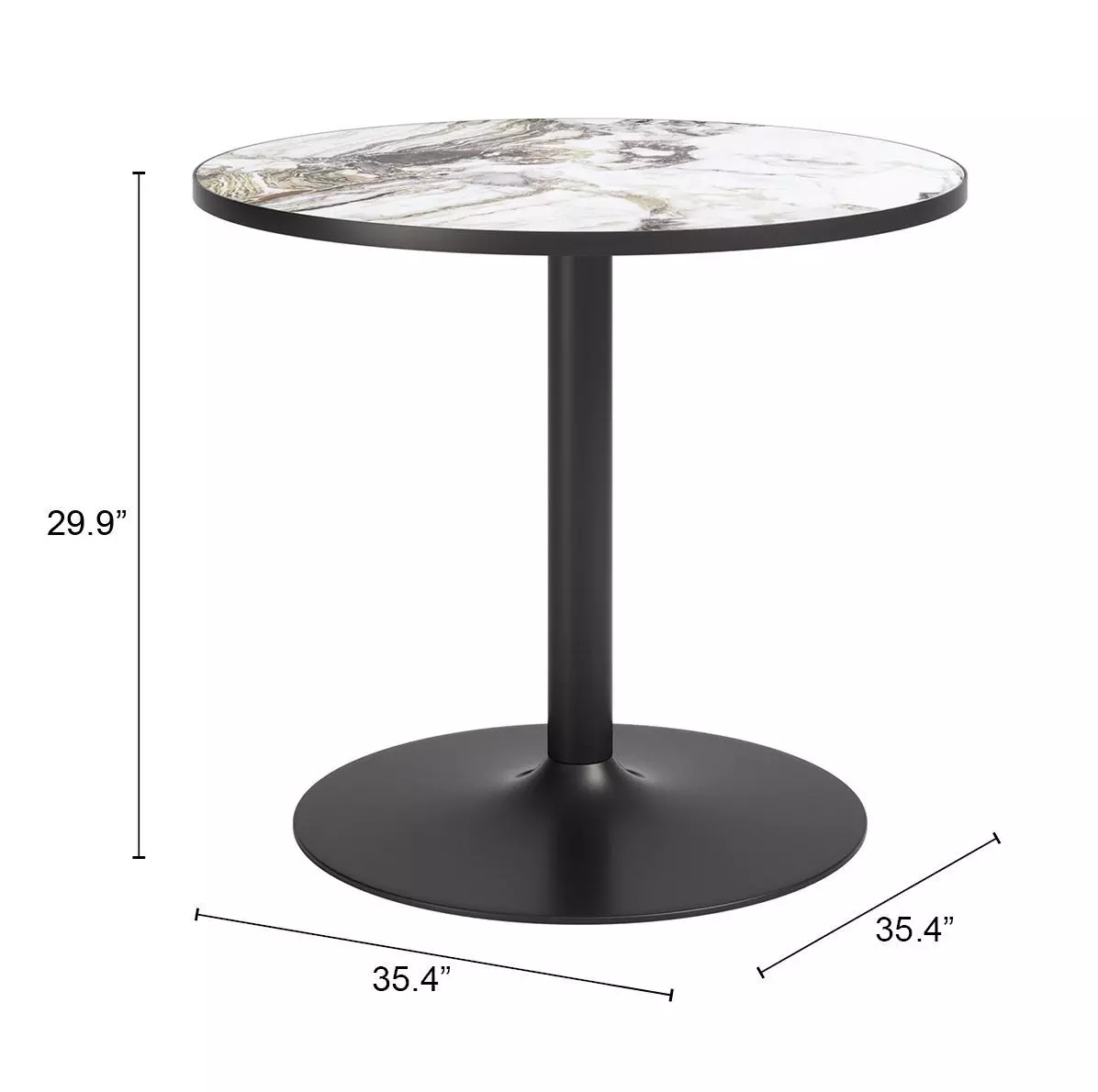 Batu Gray and Black Outdoor 35" Round Glass Top Dining Table
