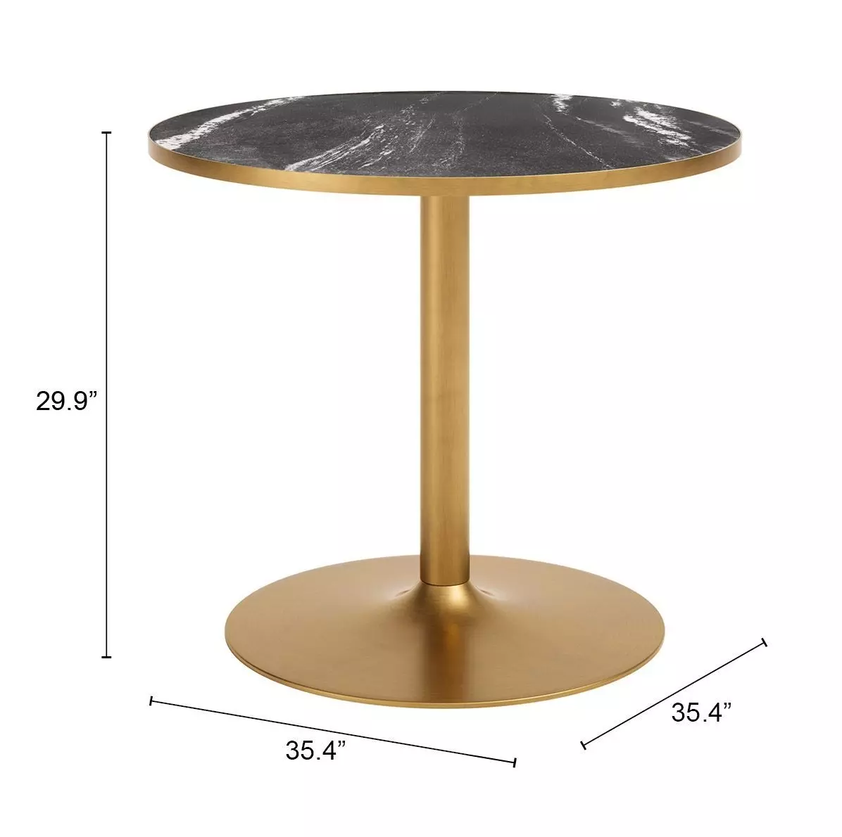 Batu Black and Gold Outdoor 35" Round Glass Top Dining Table