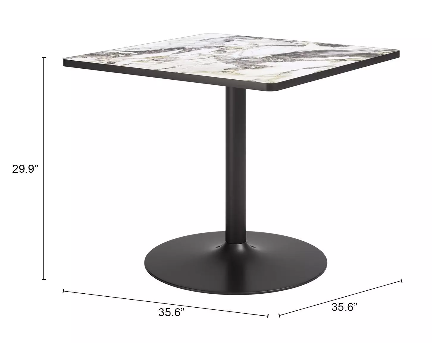 Caliza Gray and Black Outdoor 36" Square Glass Top Dining Table