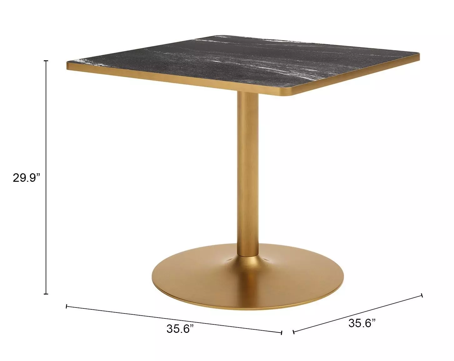 Caliza Black and Gold Outdoor 36" Square Glass Top Dining Table