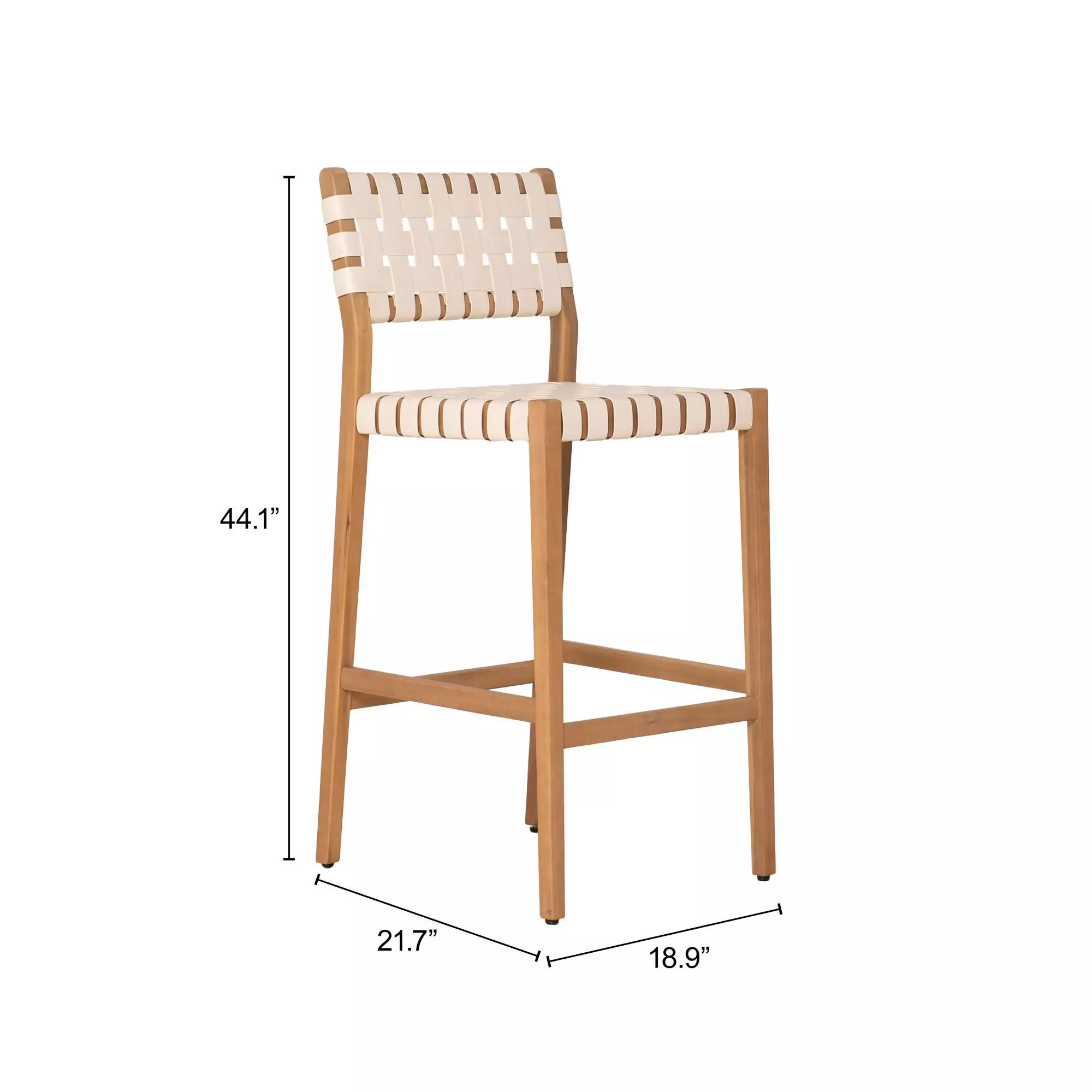 Mizuya White and Brown Outdoor Bar Stool