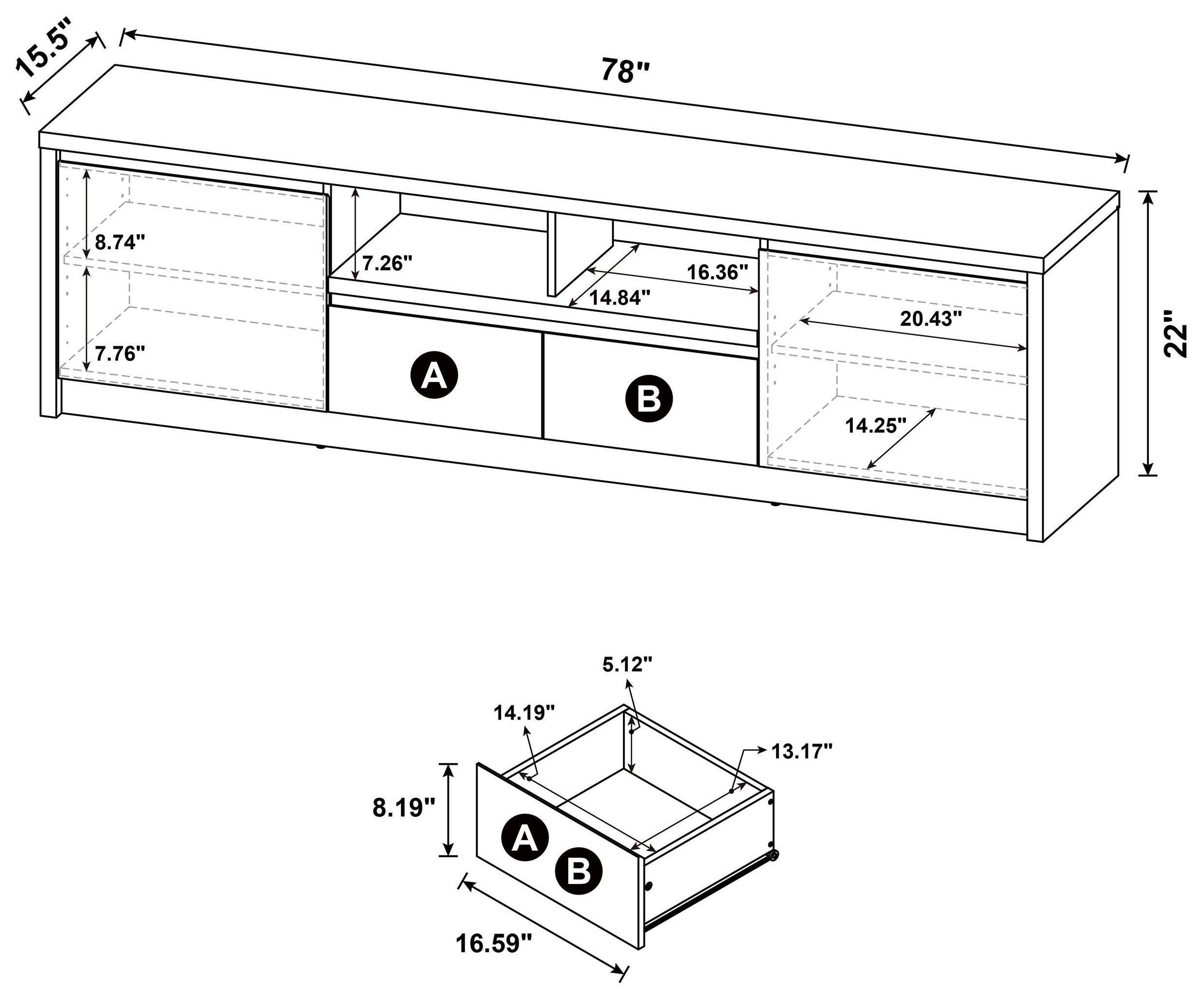 Winfield Black 78" 2 Door TV Stand