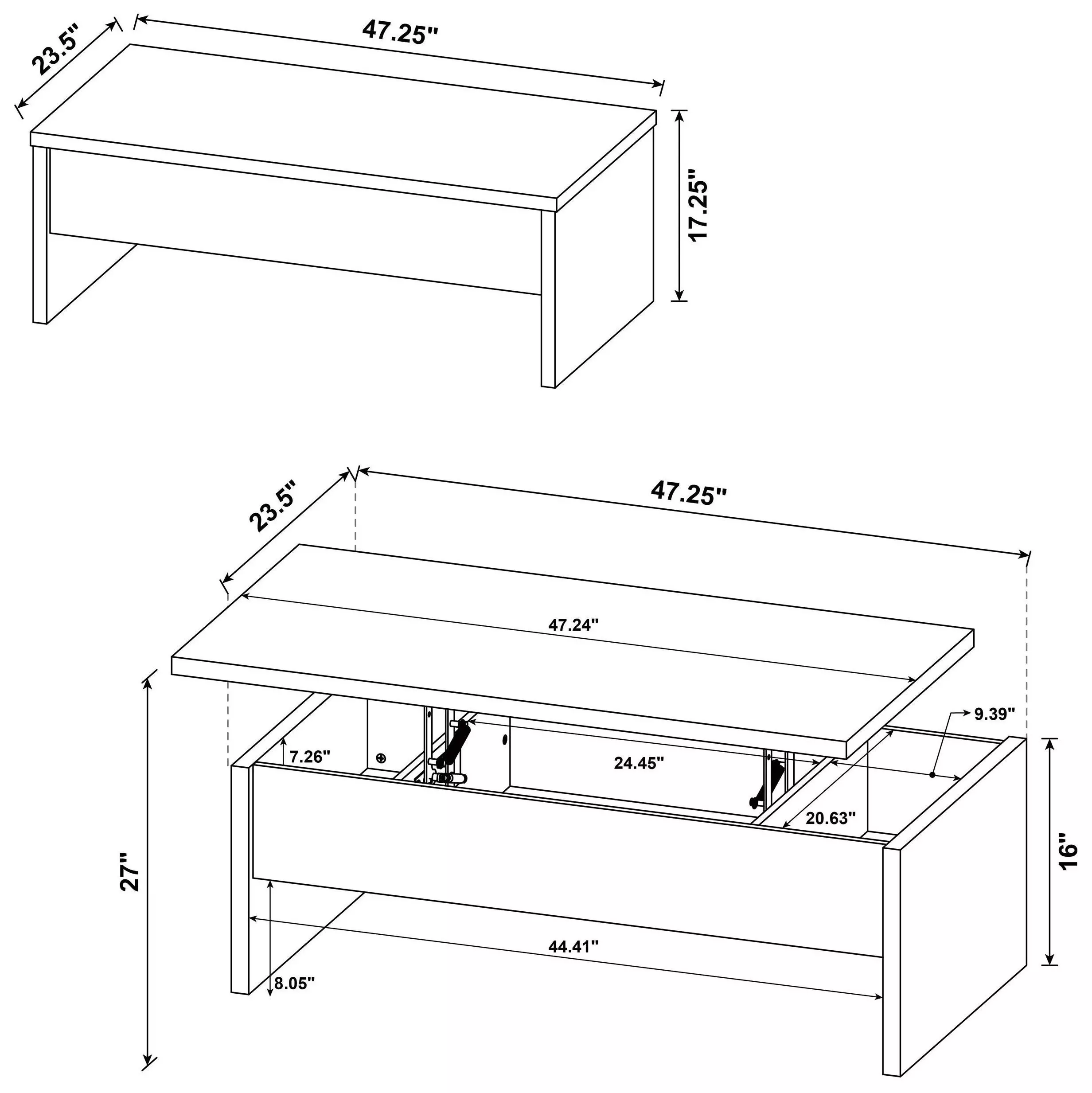 Canoga Light Oak Rectangular Lift Top Coffee Table