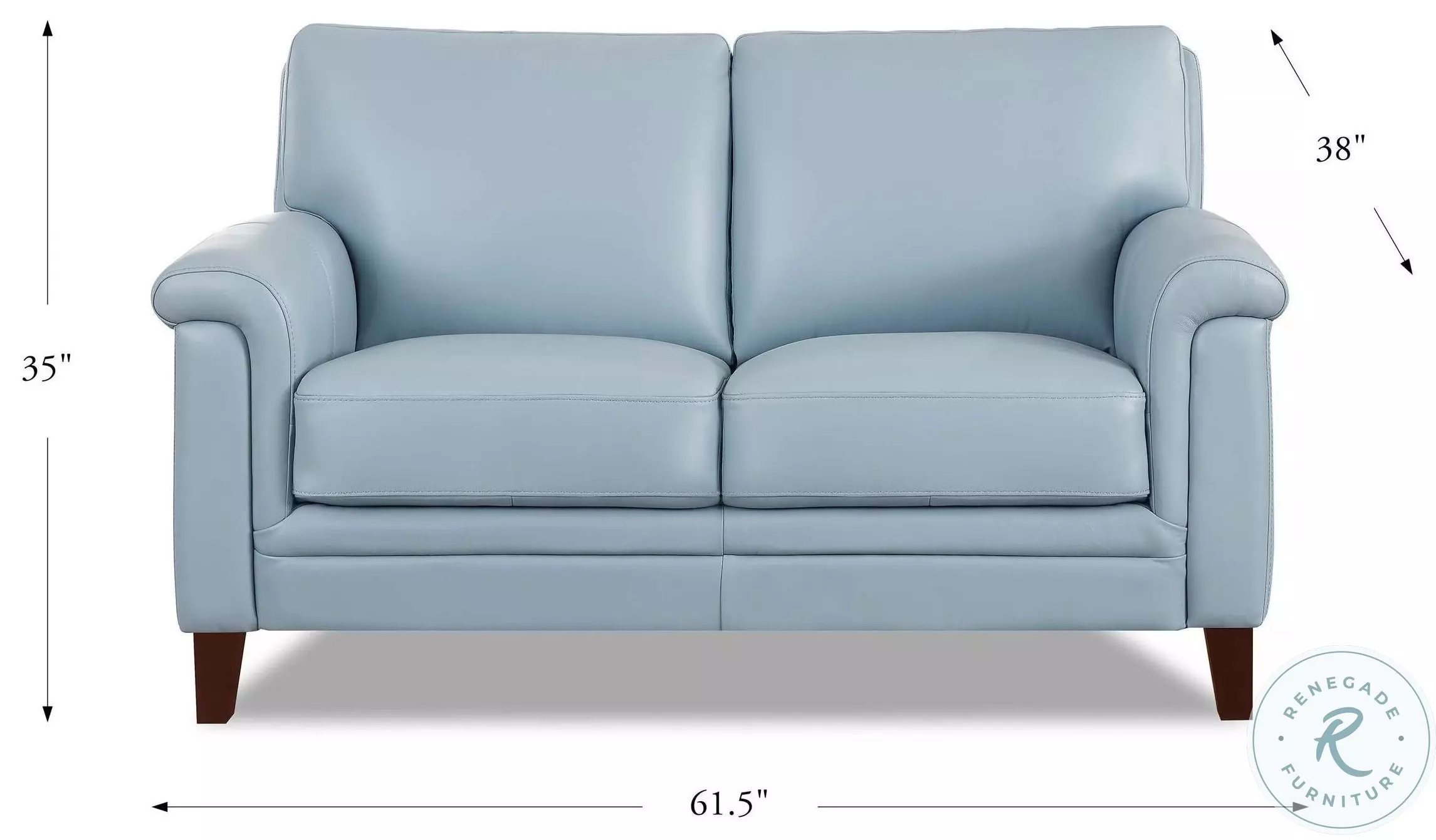 Wendover Spa Blue Leather 62" Loveseat