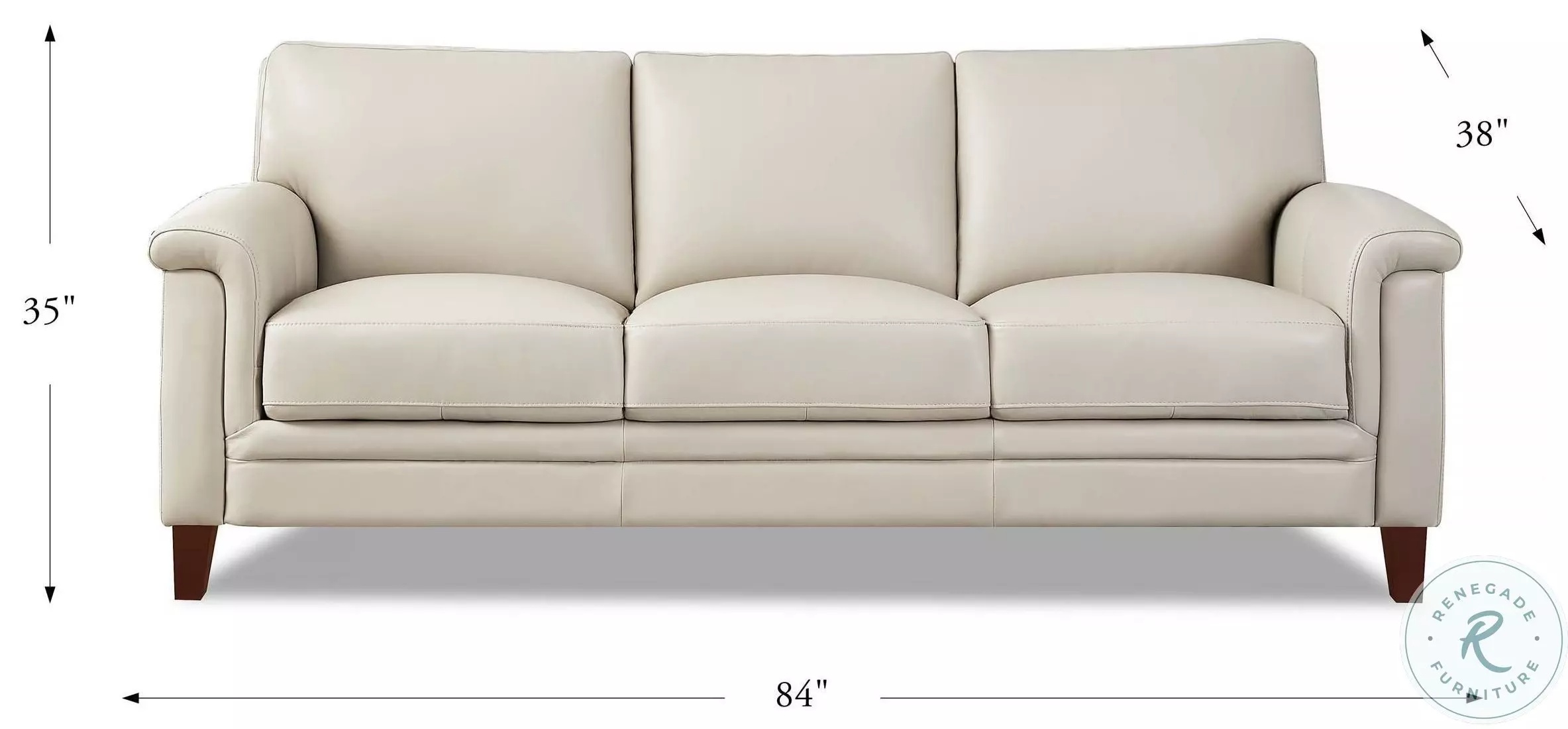 Wendover Vanilla Leather 84" Sofa