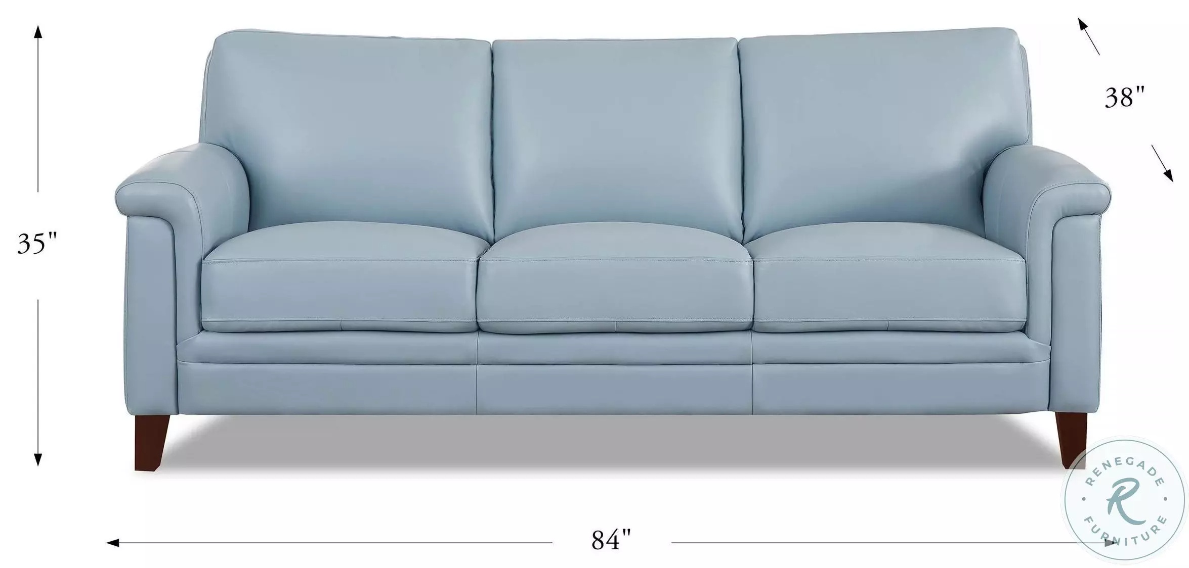 Wendover Spa Blue Leather 84" Sofa