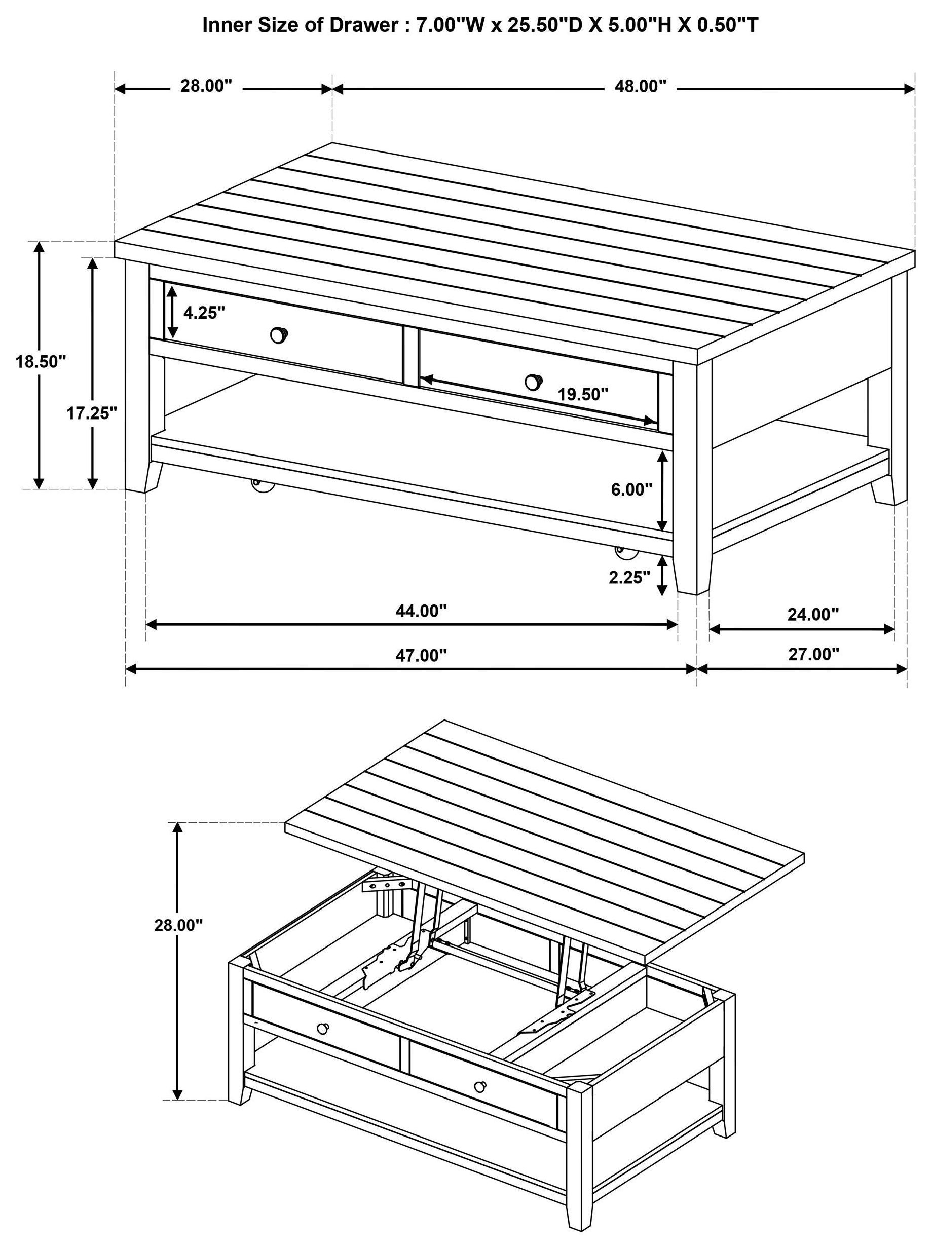 Payne Distressed White Rectangular Lift Top Cocktail Table