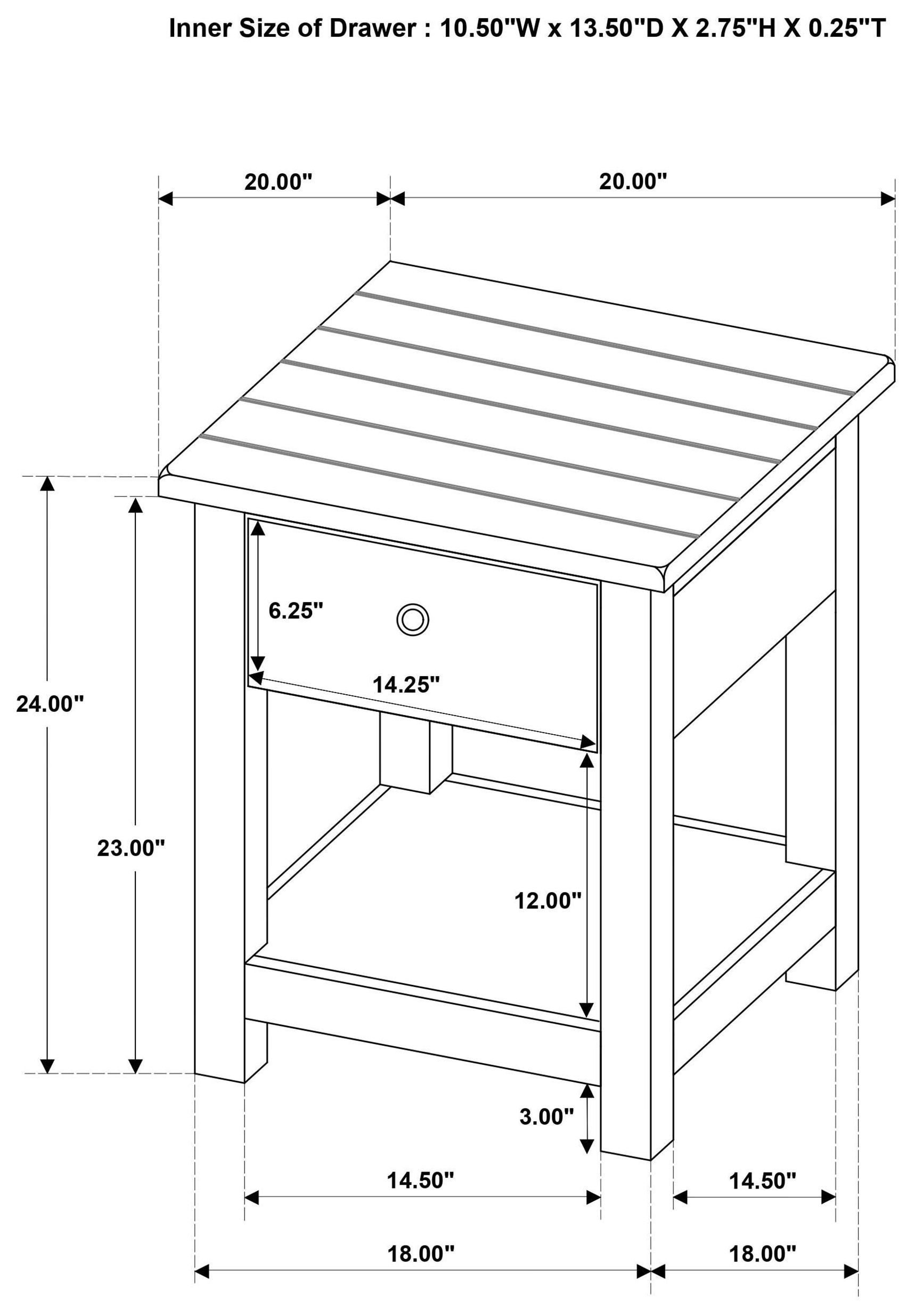 Payne Distressed Java 1 Drawer End Table