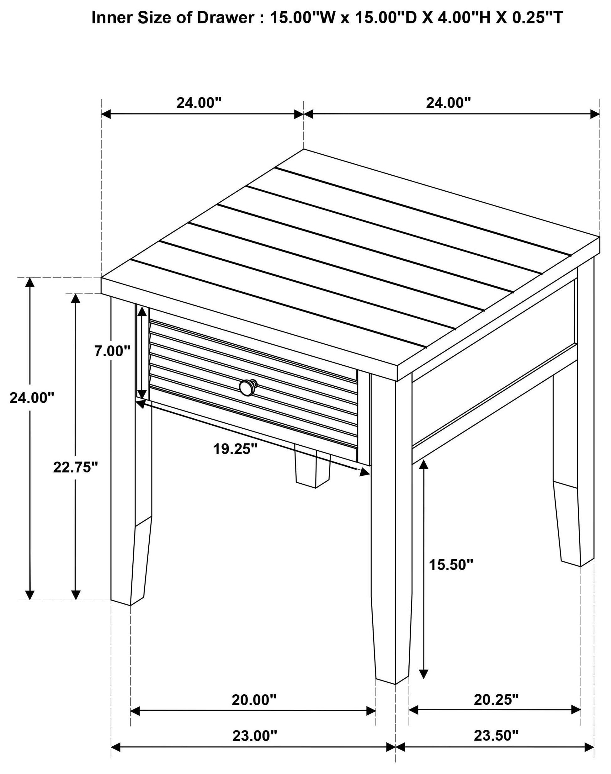 Concord Distressed Java 1 Drawer Square End Table