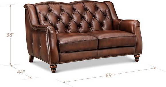 Kingswell Brown Leather 65" Loveseat with Nailhead Trim
