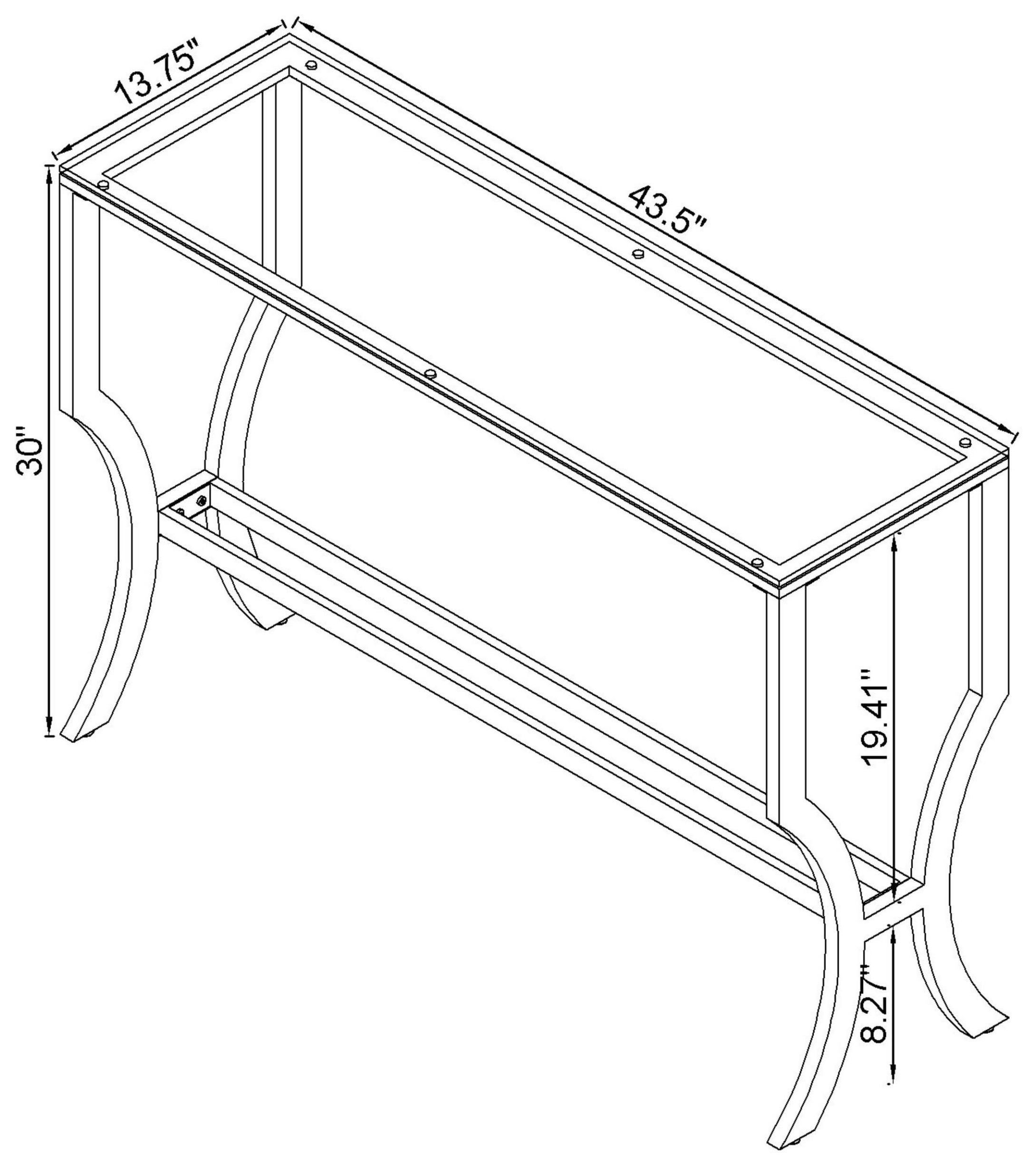 Saide Chrome And Tempered Glass Sofa Table