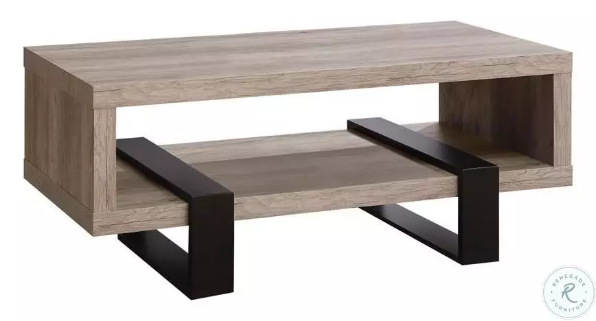 720878 Grey Driftwood and Black Coffee Table from Coaster