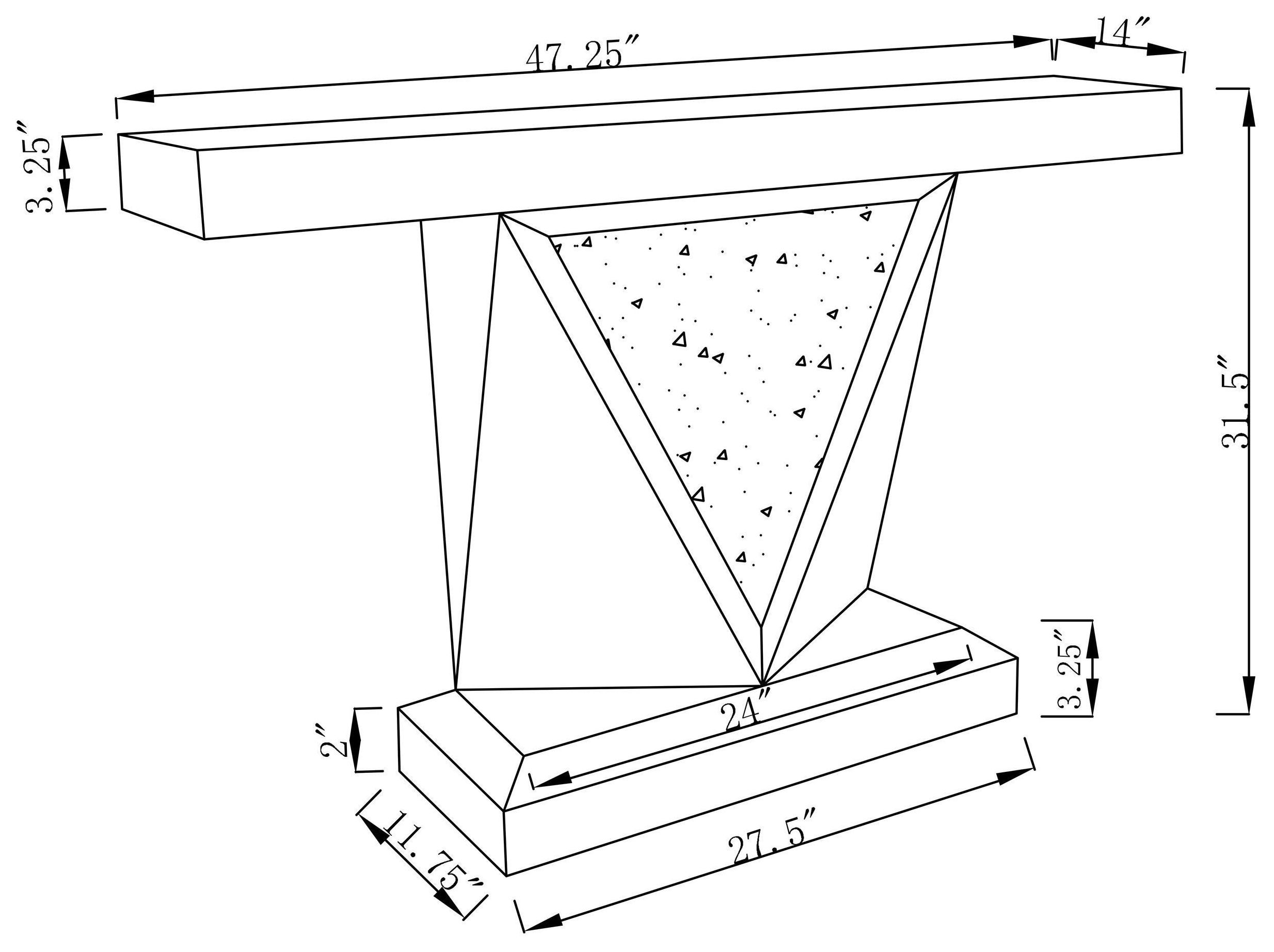 Gunilla Silver And Clear Mirror Triangle Detailing Sofa Table
