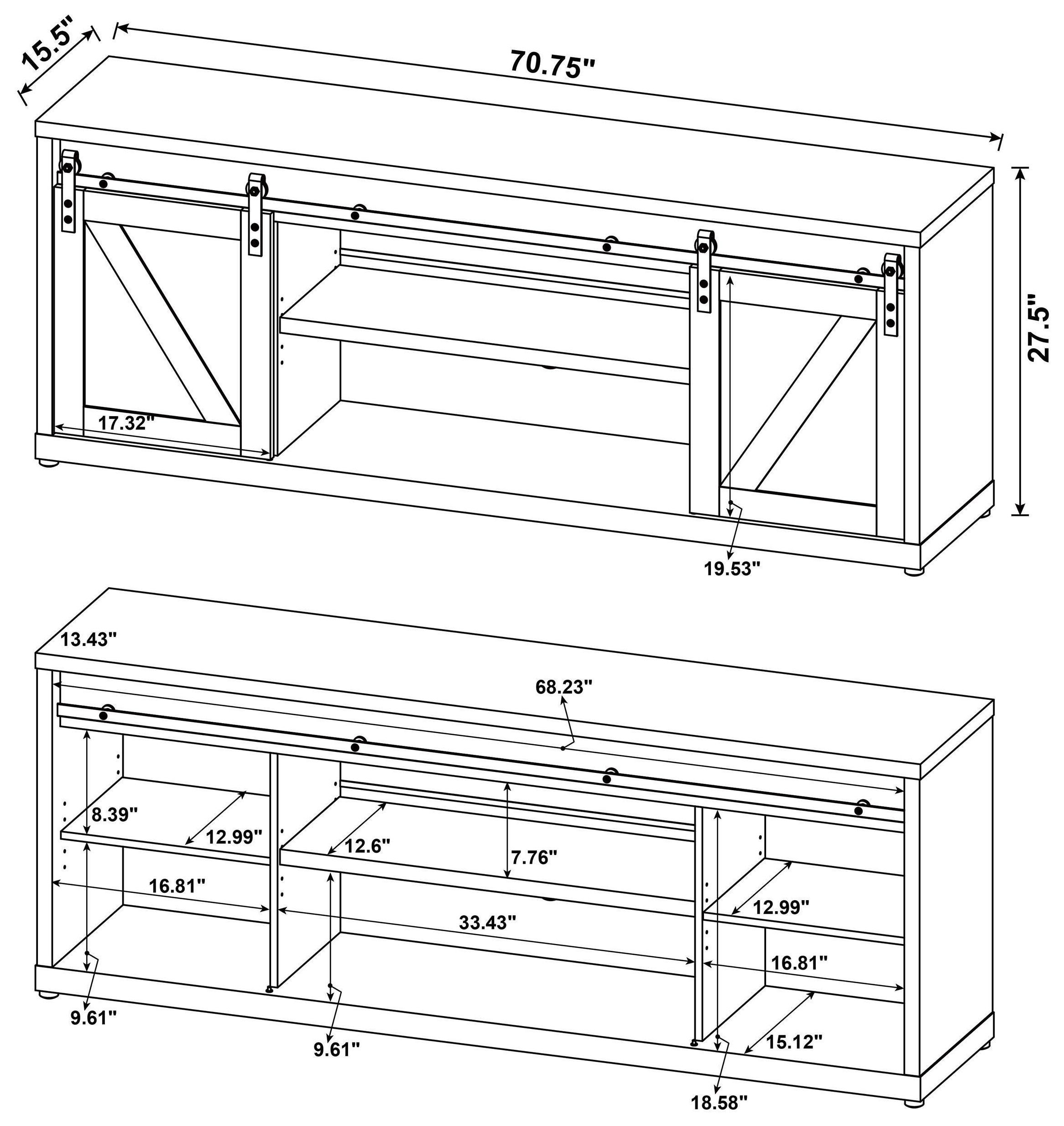 Brockton Grey Driftwood 71" TV Console