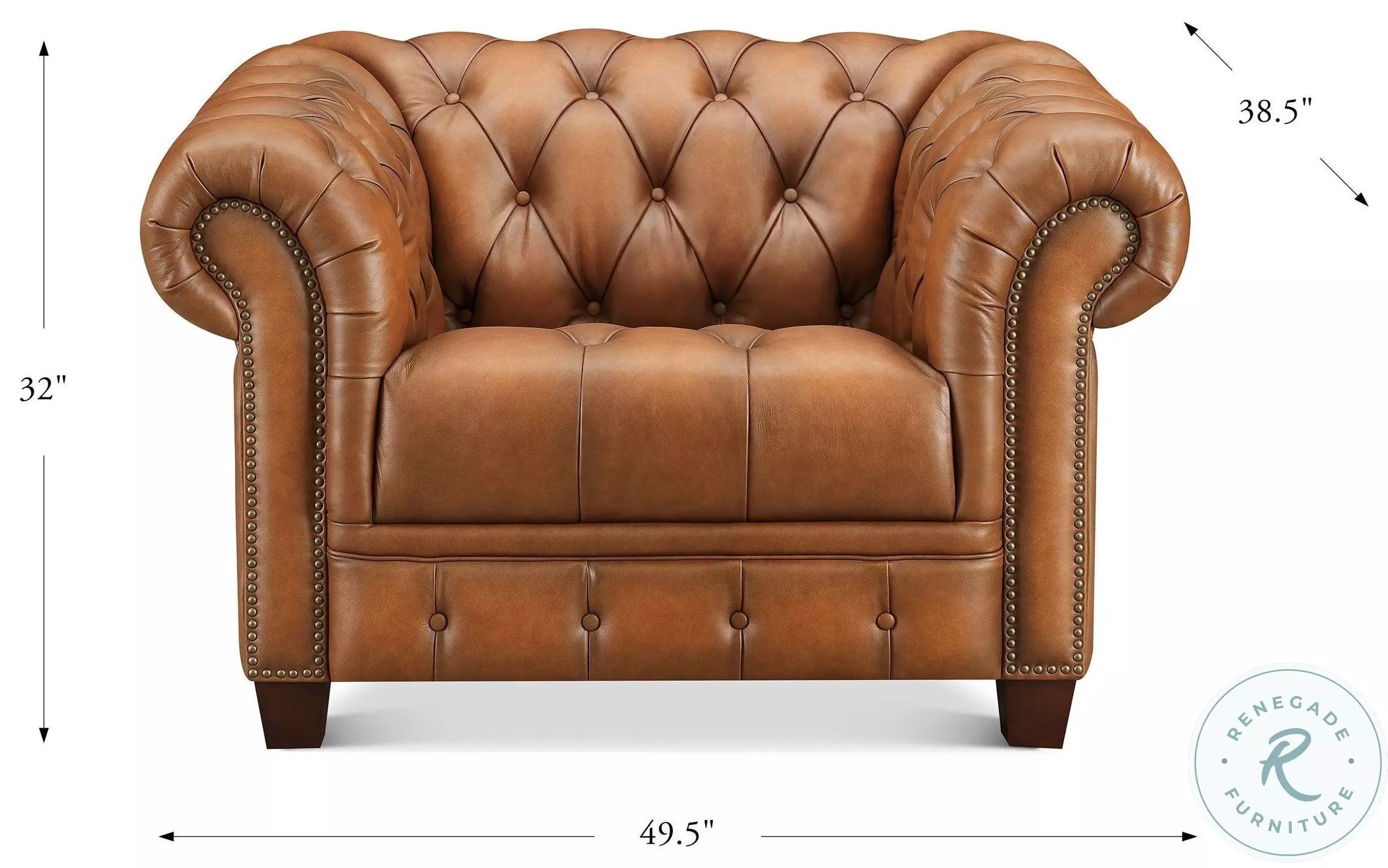 Haworth Saddle Leather Upholstered Accent Chair with Nailhead Trim