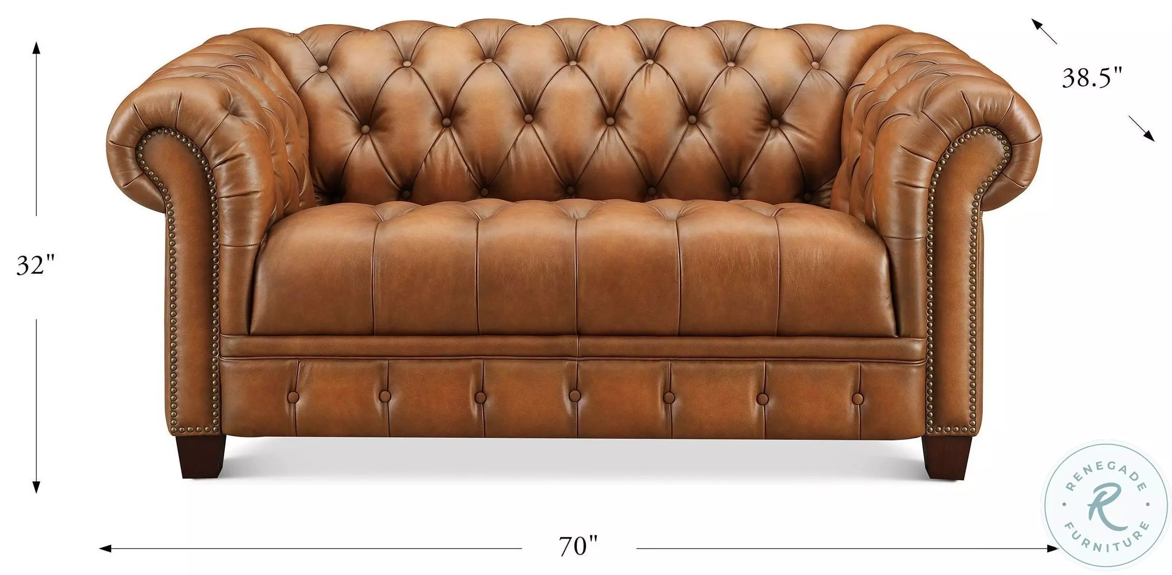 Haworth Saddle Brown Top Grain Leather Loveseat