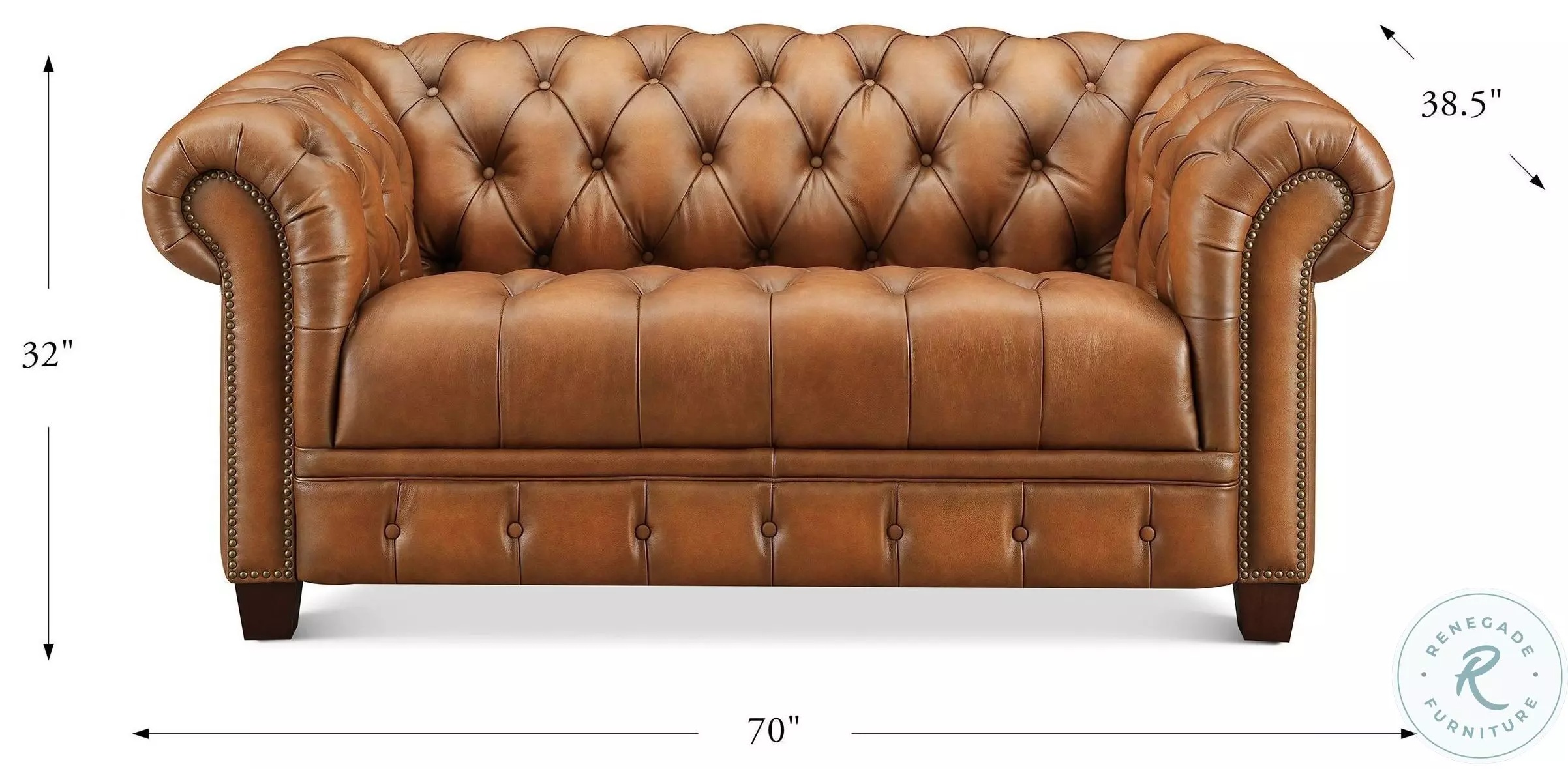 Haworth Saddle Leather 70" Loveseat