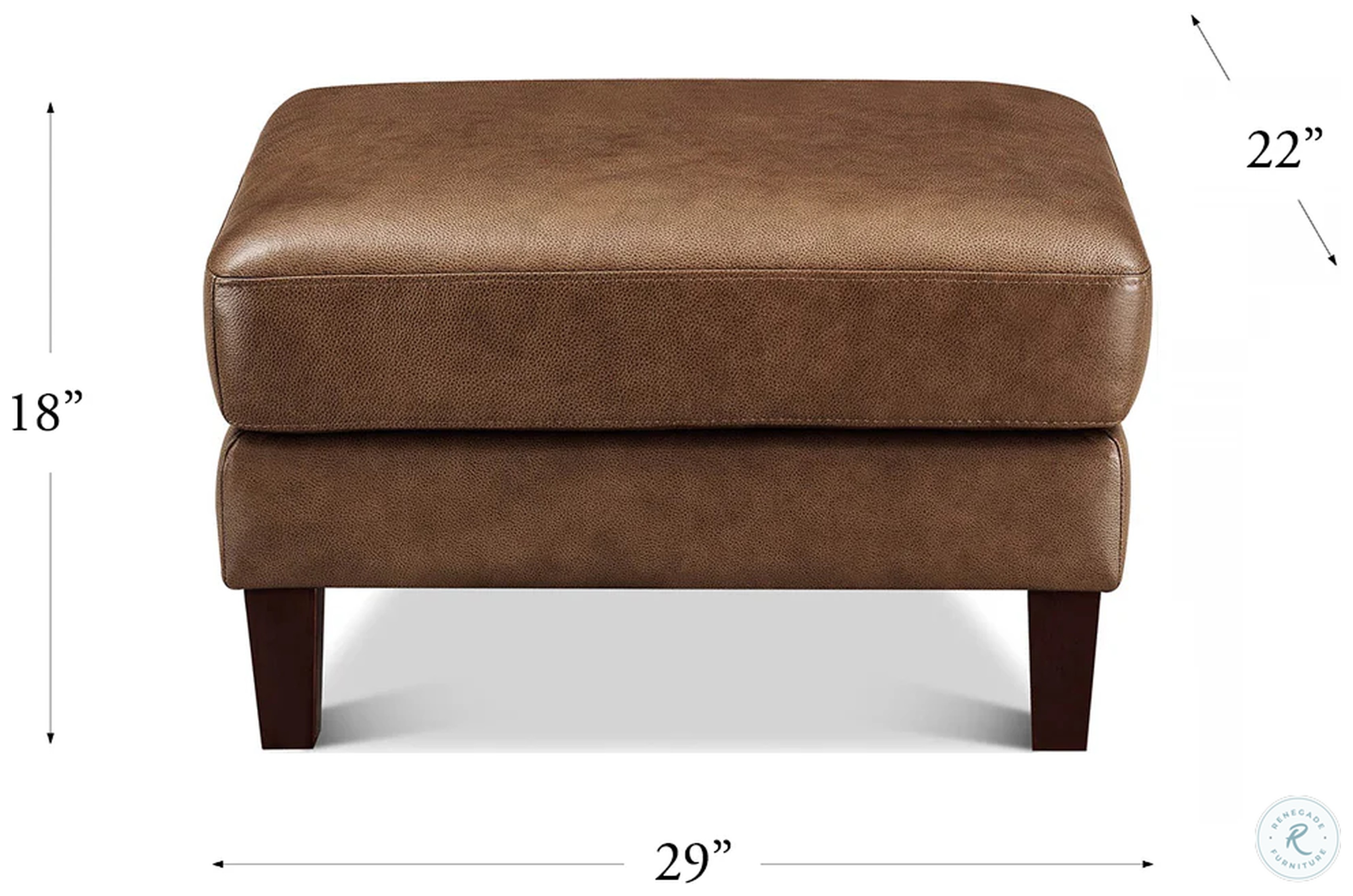 Cassie Latte Leather Upholstered Rectangular Ottoman